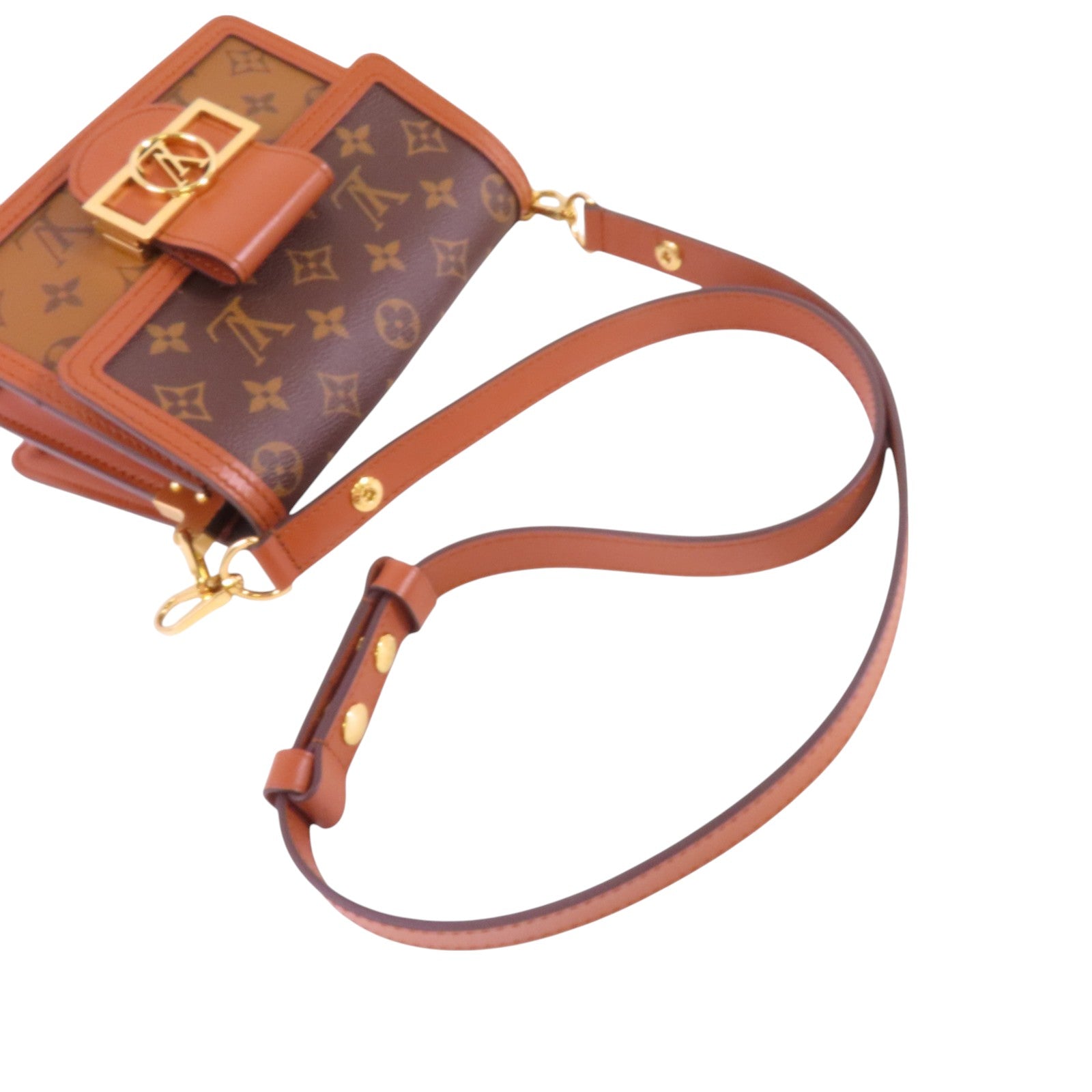 LOUIS VUITTON Monogram Reverse Mini Dauphine金扣肩背袋
