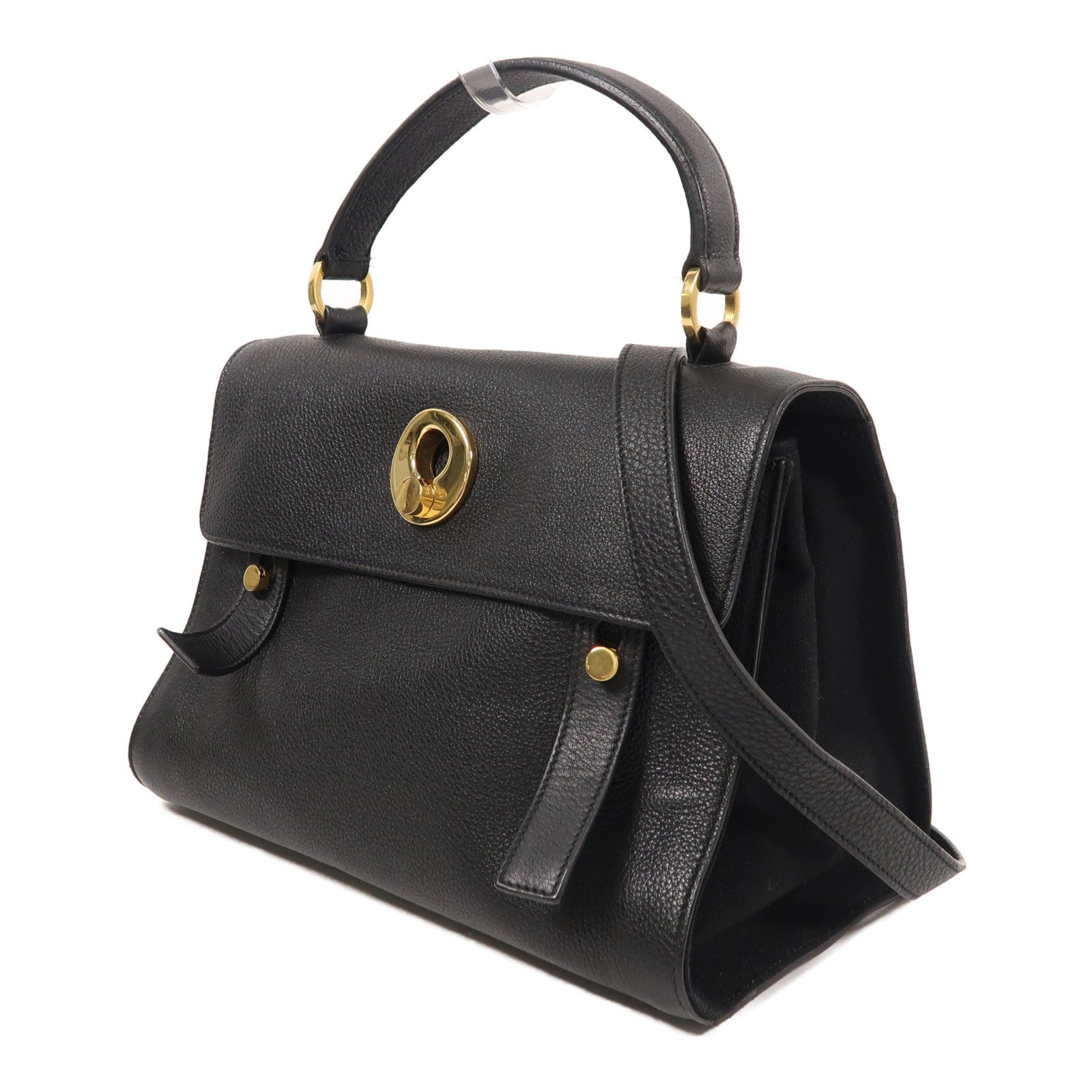 YVES SAINT LAURENT 牛皮皮革/帆布2 Way Shoulder金扣手挽肩背兩用袋
