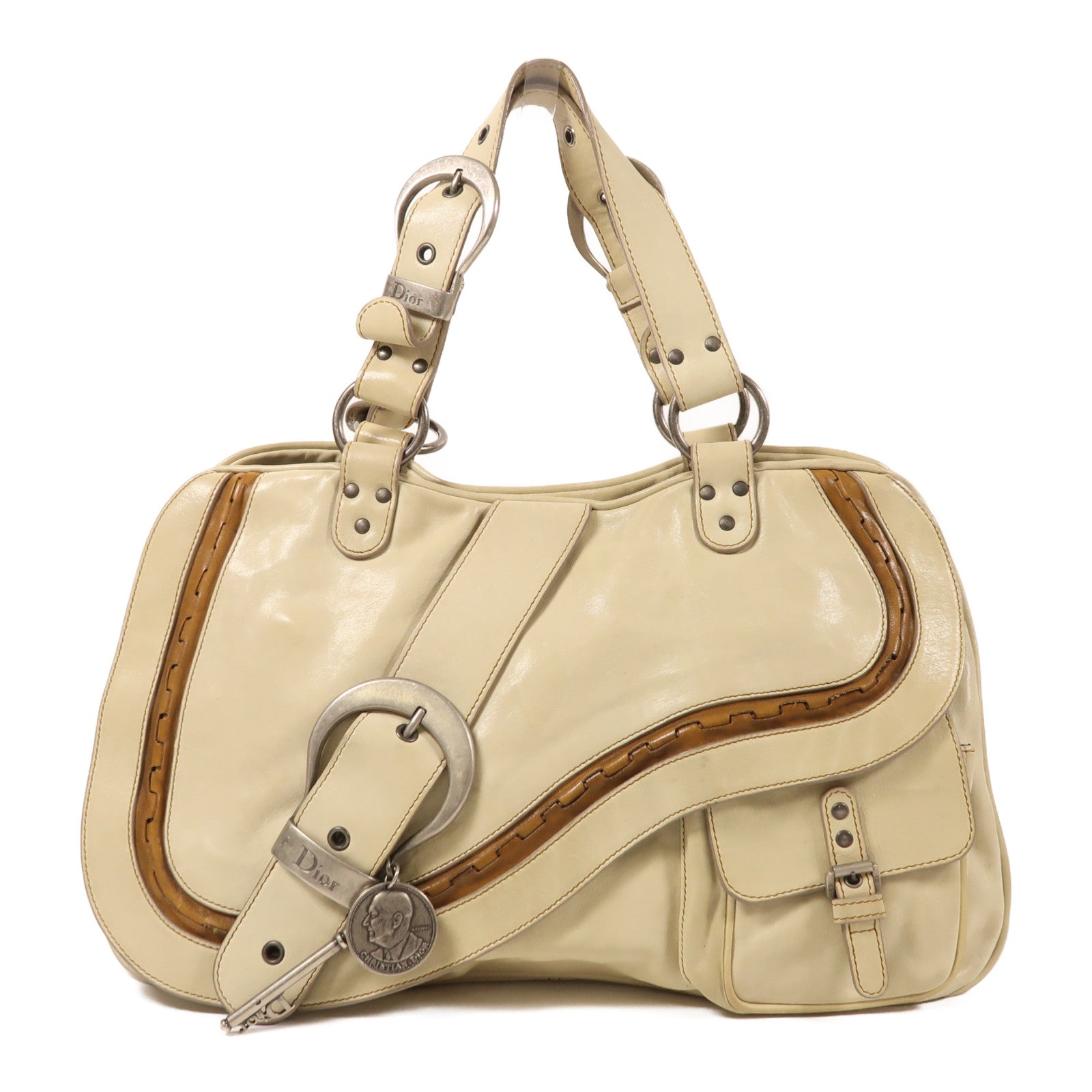 Dior 牛皮皮革Gaucho銀扣手挽袋