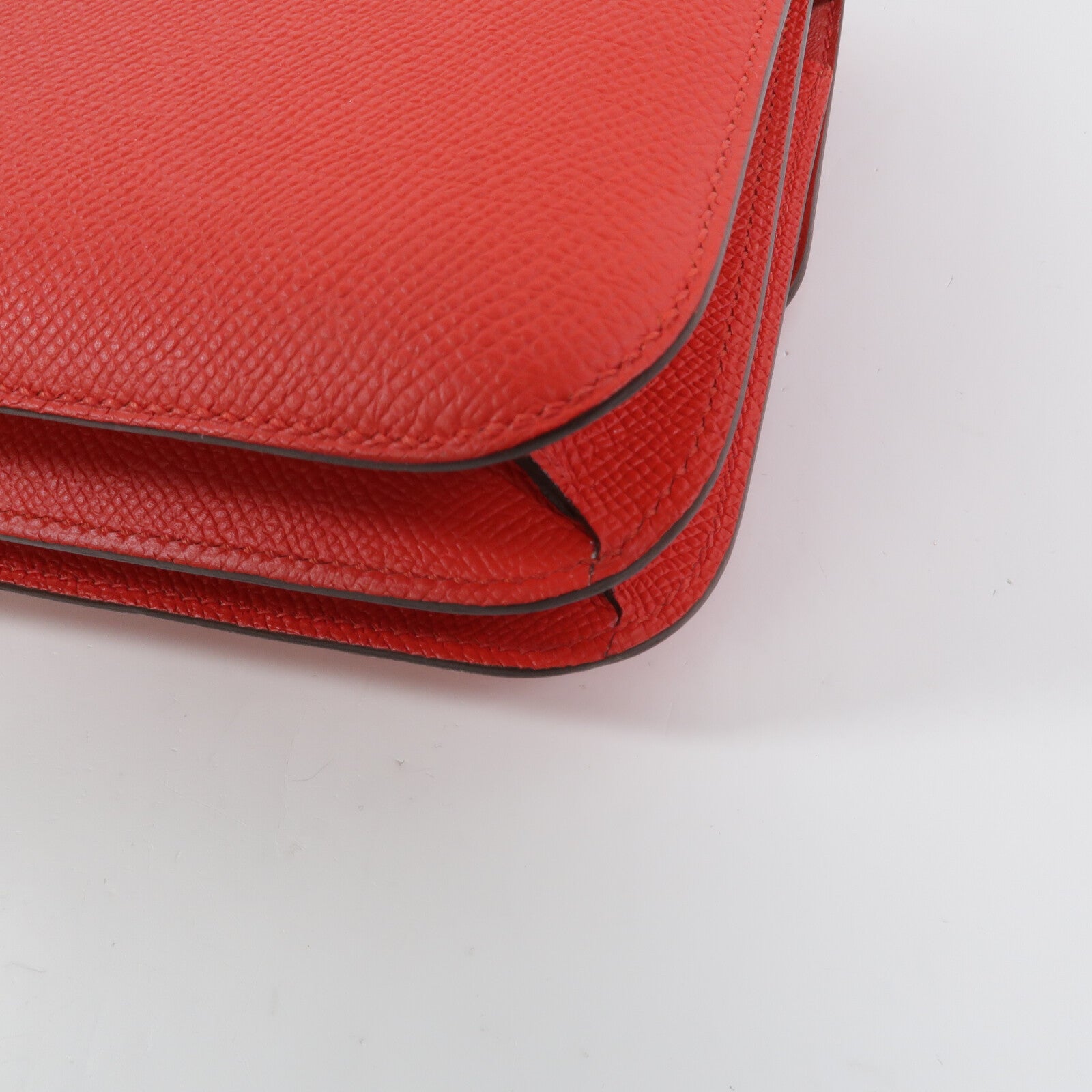 HERMES Epsom皮革Constance Mini肩背袋Rouge Tomate