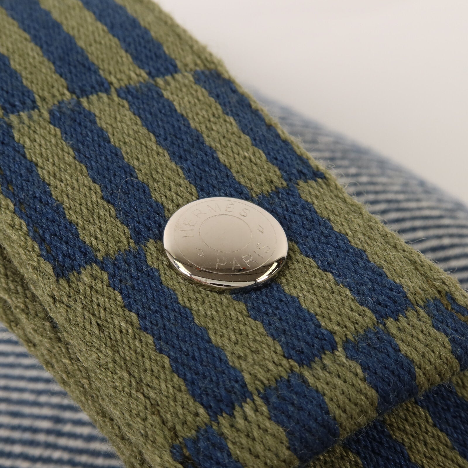 HERMES 羊毛/帆布Bride a Brac GM手挽袋Bleu Abysse