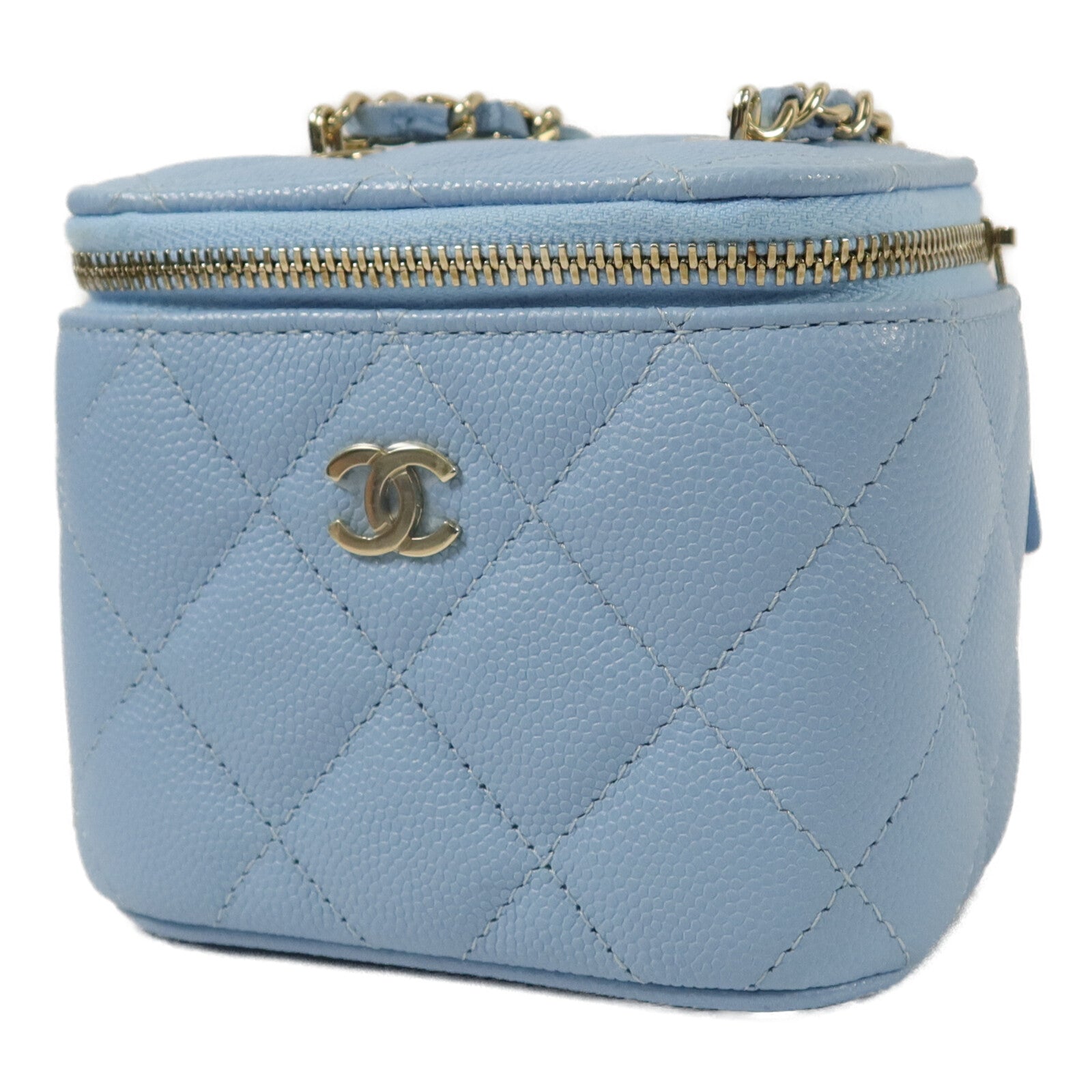 CHANEL 牛皮皮革Mini Vanity Case鏈帶肩背袋