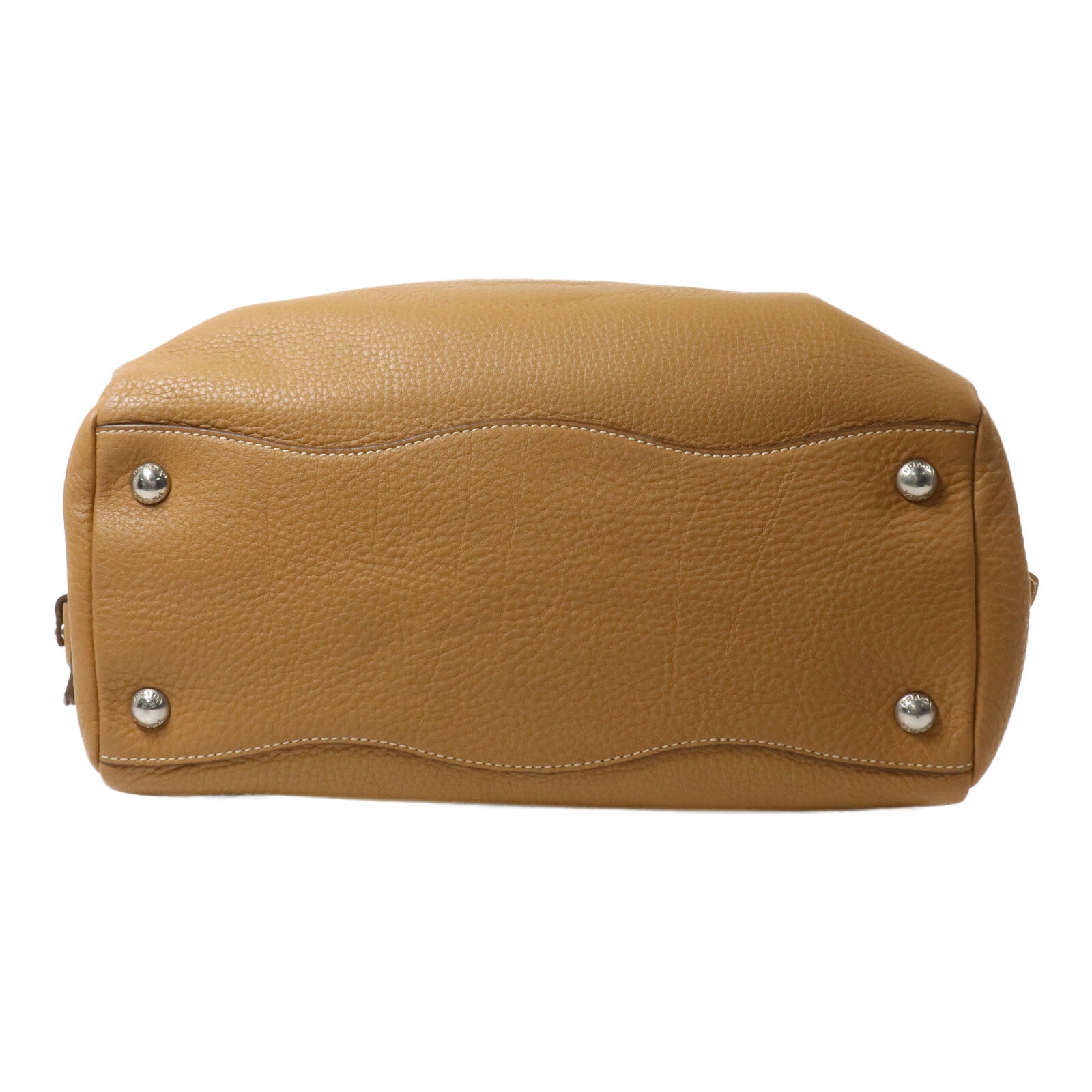 PRADA 牛皮皮革Daino Bauletto Embossed Logo Handbag手挽袋