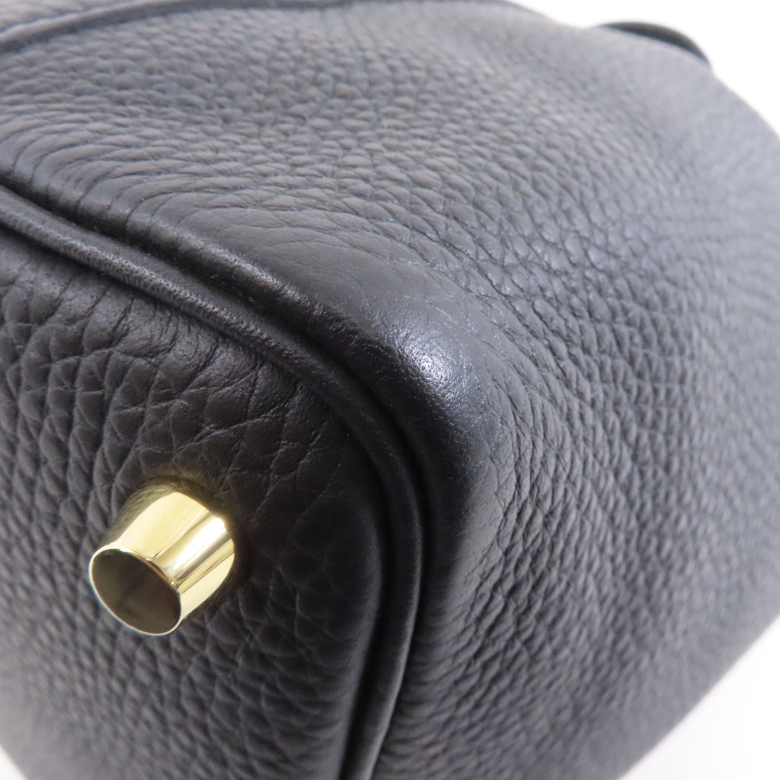 HERMES Clemence皮革Picotin Lock 18金扣手挽袋Noir/黑色