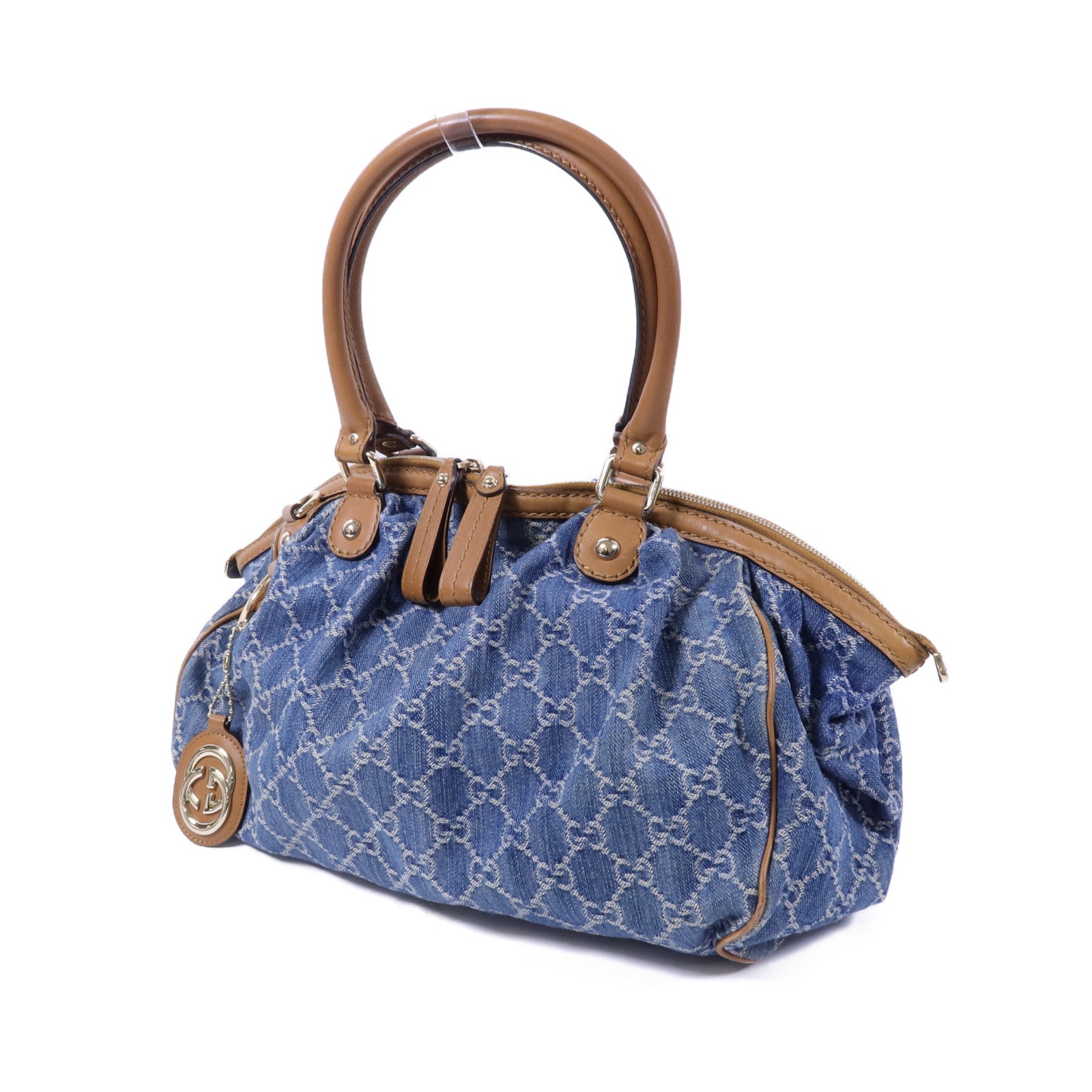 GUCCI 牛仔布Sukey金扣手挽肩背兩用袋