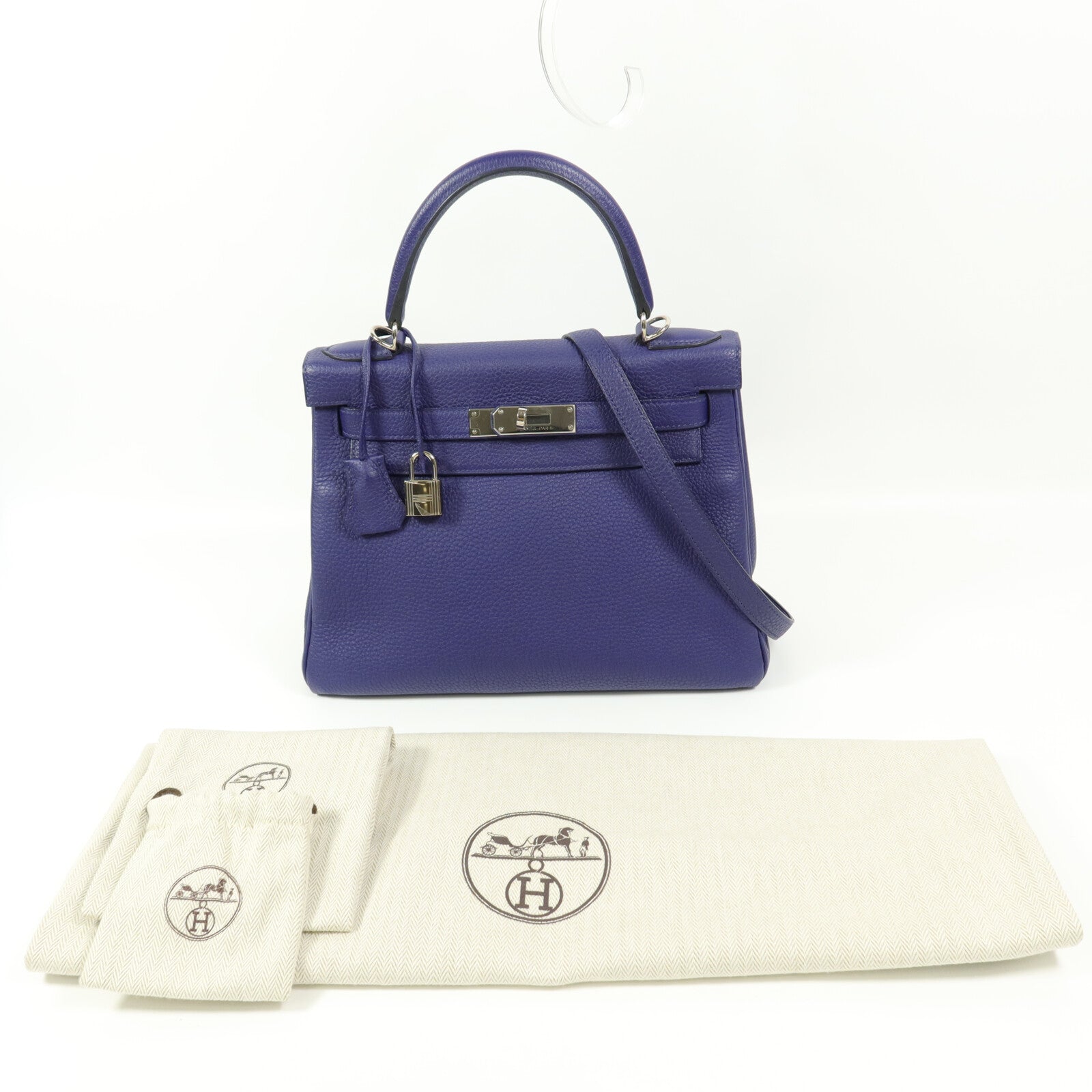 HERMES Taurillion Clemence皮革Kelly 28手挽肩背兩用袋Cassis