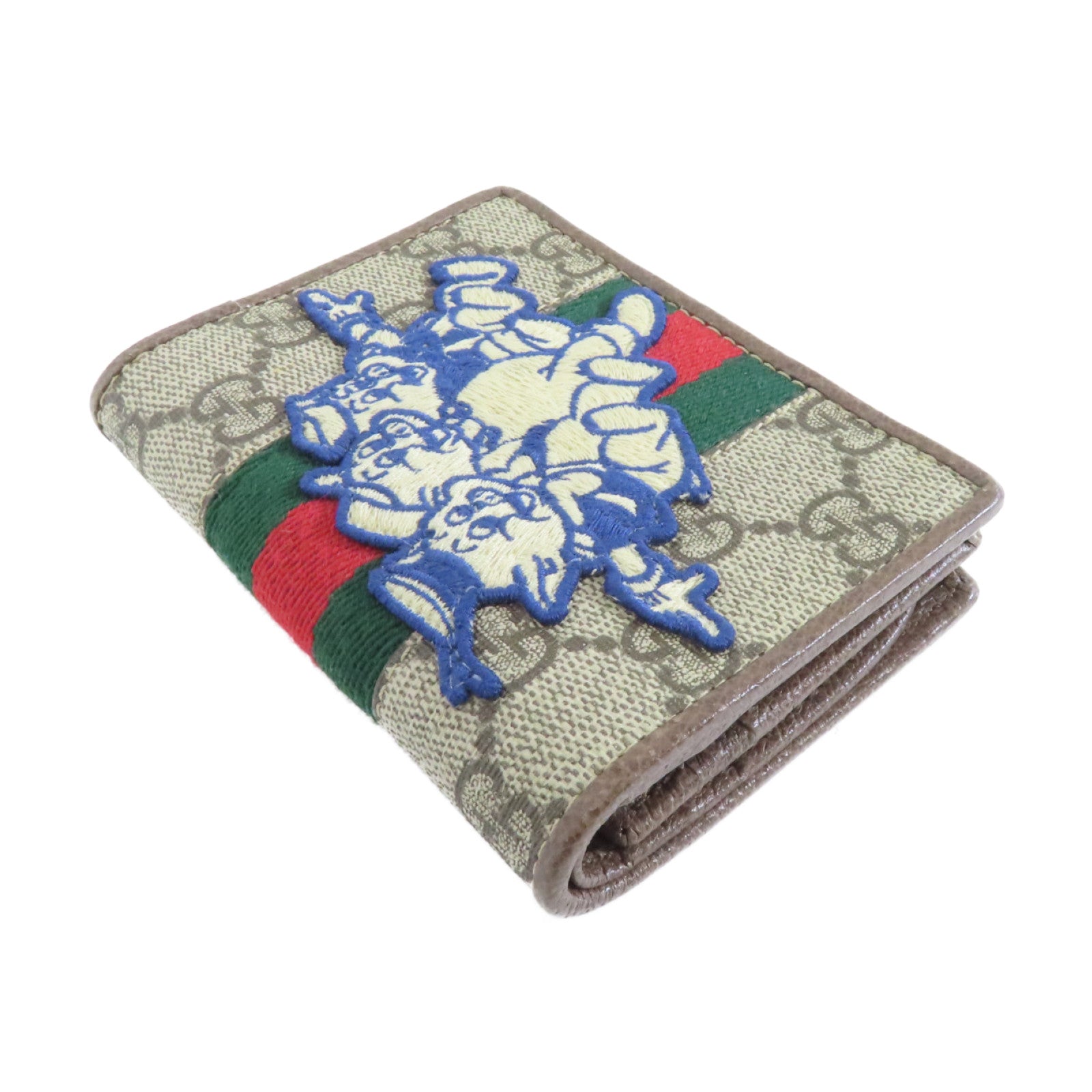 GUCCI 塗層帆布Ophidia Three Little Pigs Bi-fold Wallet金扣錢包啡色