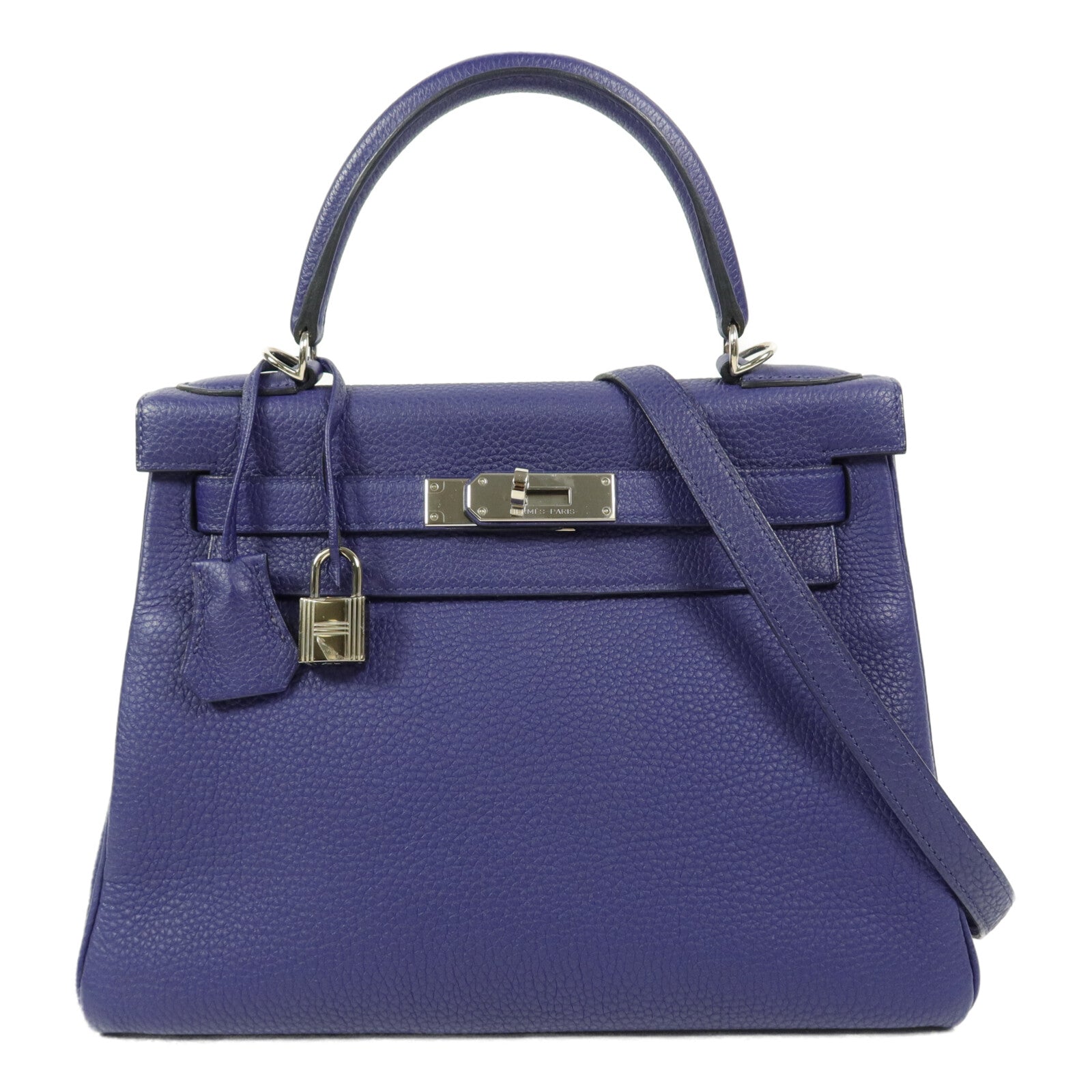 HERMES Taurillion Clemence皮革Kelly 28手挽肩背兩用袋Cassis