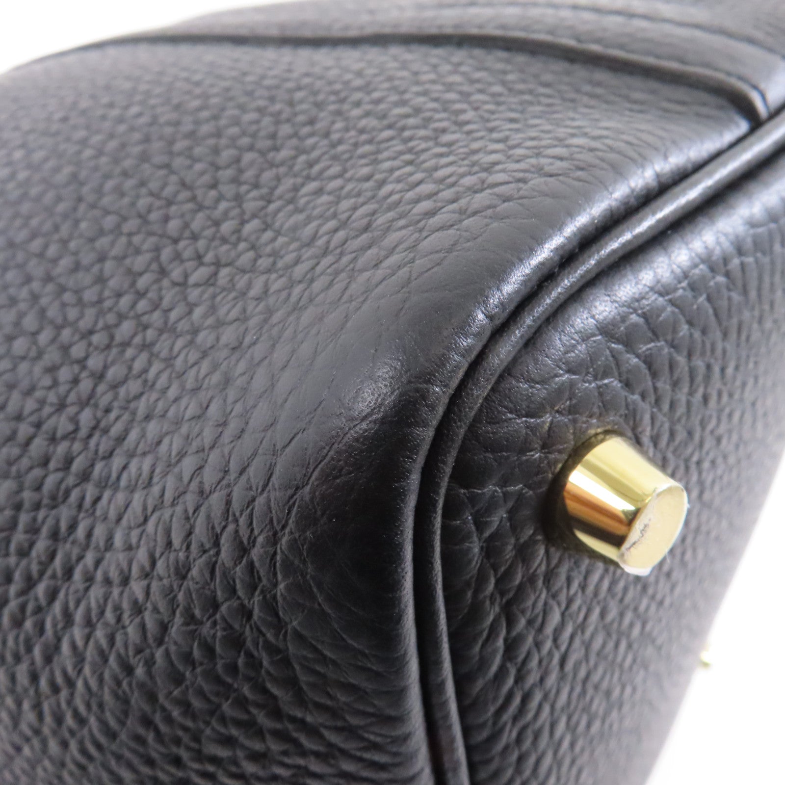 HERMES Clemence皮革Picotin Lock 18金扣手挽袋Noir/黑色