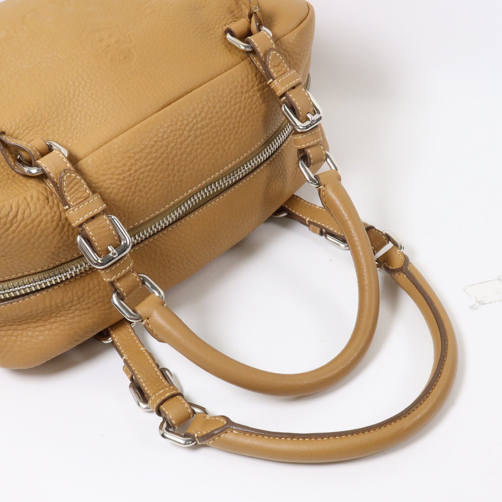 PRADA 牛皮皮革Daino Bauletto Embossed Logo Handbag手挽袋