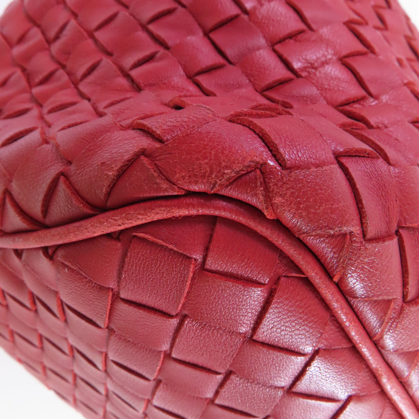 BOTTEGA VENETA 織紋皮革Shoulder Bag肩背袋紅色