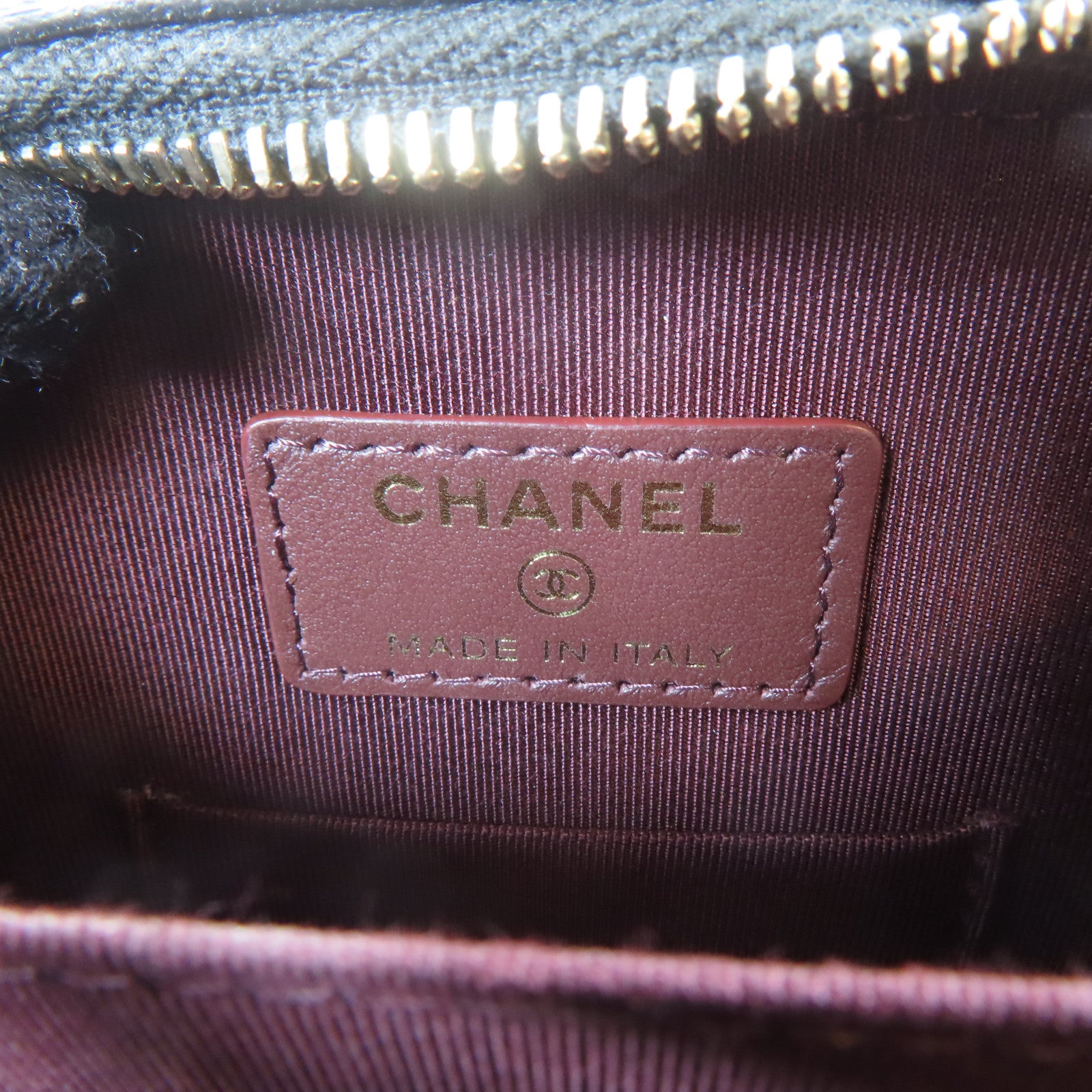 CHANEL 菱格Caviar皮革Phone Bag金扣鏈帶肩背袋黑色