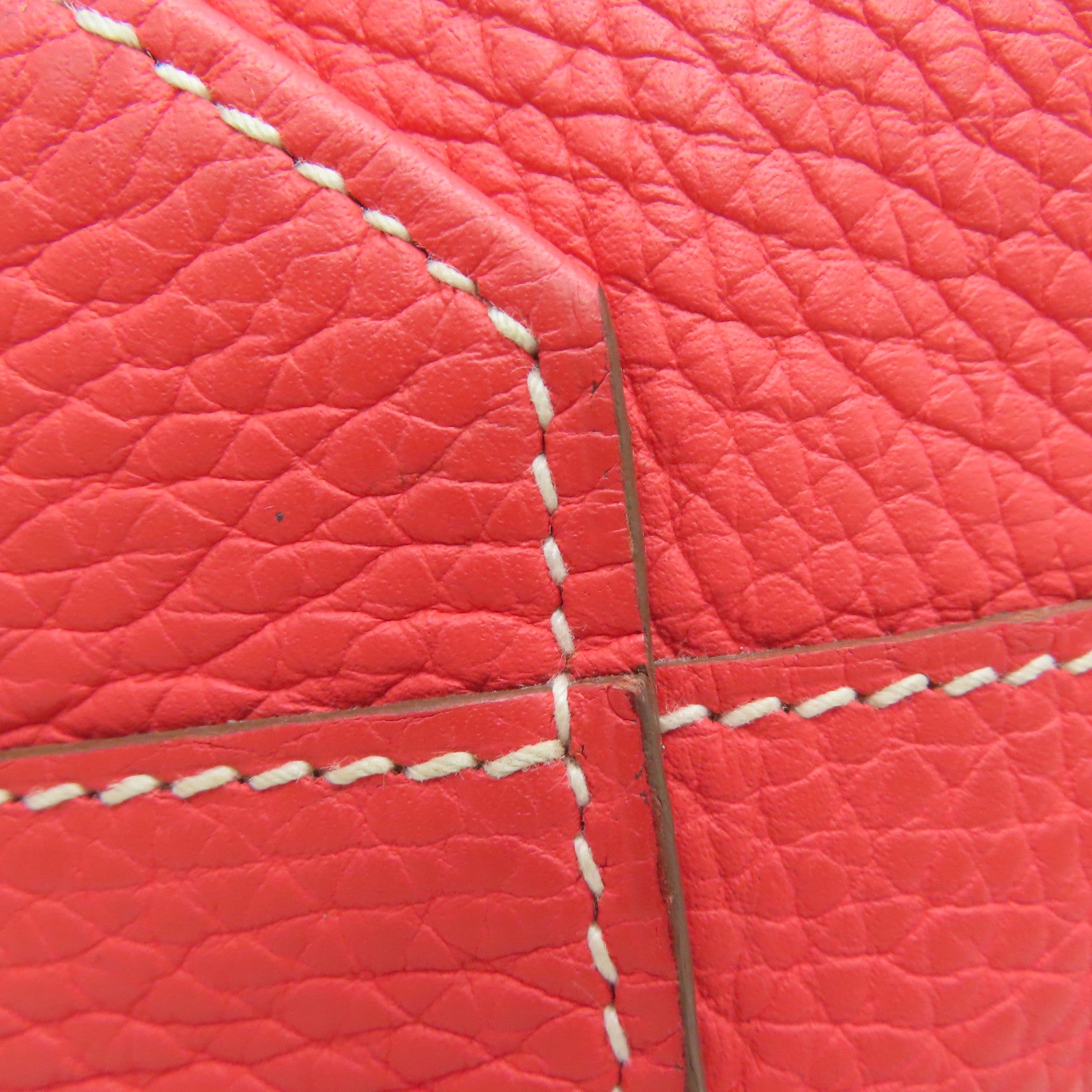 HERMES [Sharp Discount] Clemence Leather Double Sens Handle Bag / Shoulder Bag Red