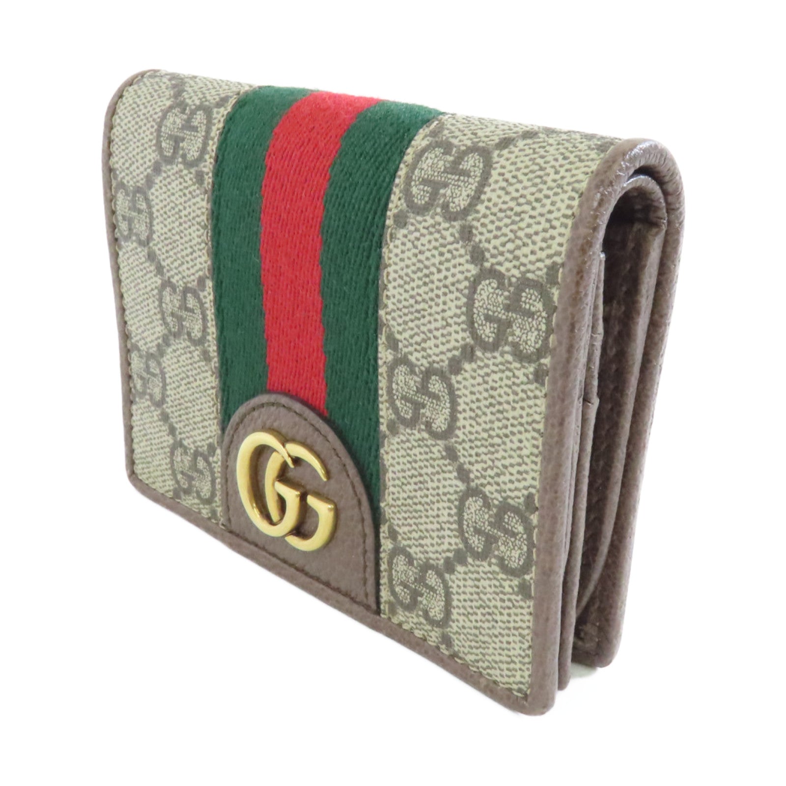 GUCCI 塗層帆布Ophidia Three Little Pigs Bi-fold Wallet金扣錢包啡色