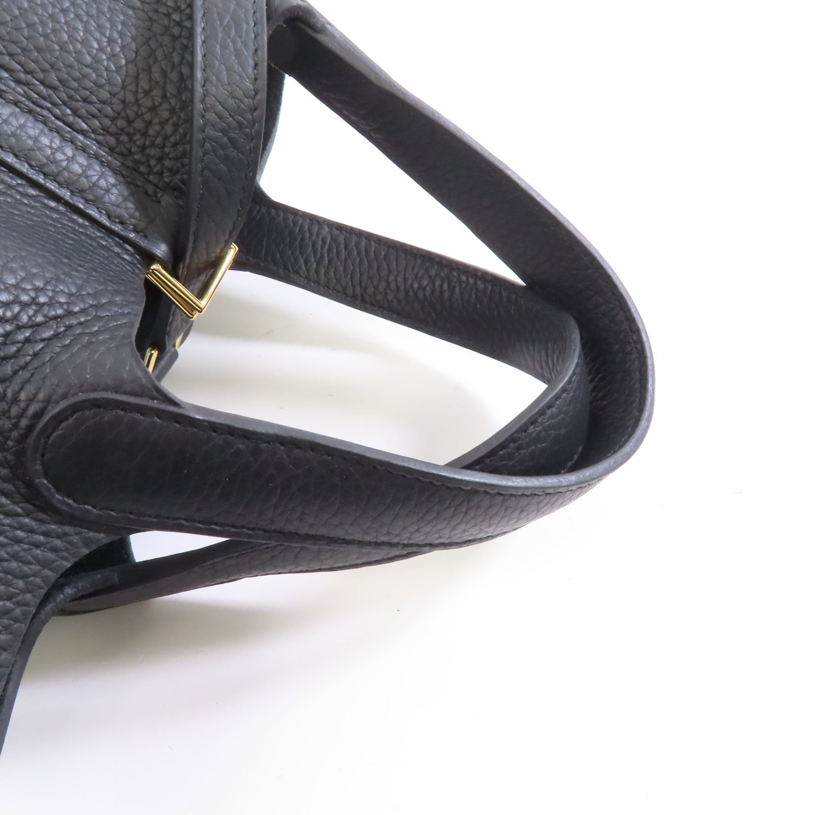 HERMES Clemence皮革Picotin Lock 18金扣手挽袋Noir/黑色