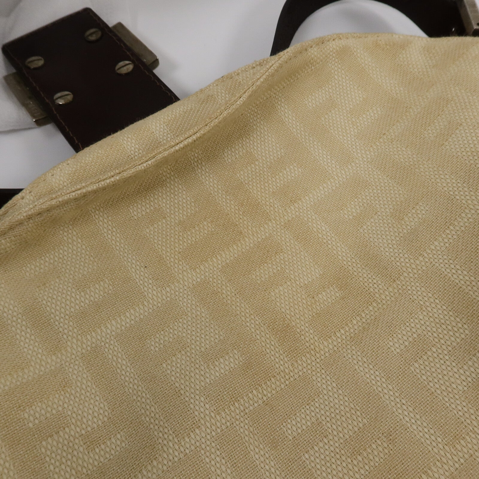 FENDI 帆布/牛皮皮革Zucca Double Flap Mamma肩背袋