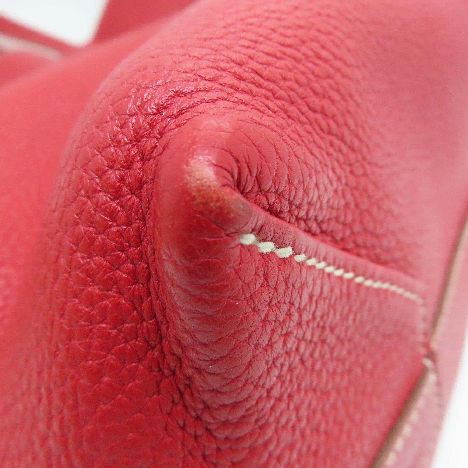 HERMES [Sharp Discount] Clemence Leather Double Sens Handle Bag / Shoulder Bag Red