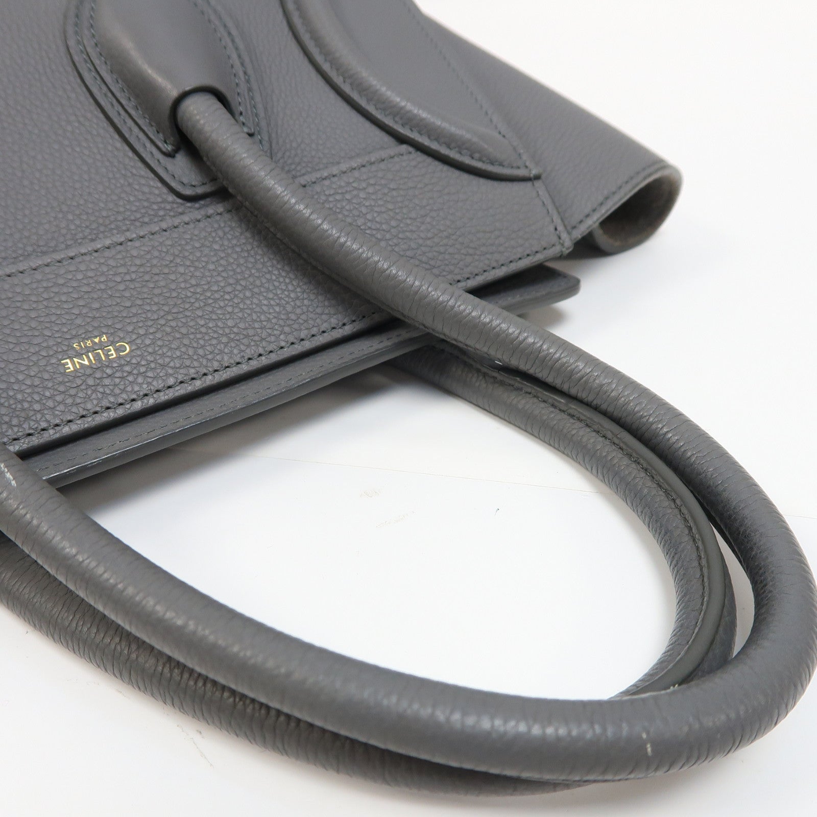 CELINE 【激減優惠】牛皮皮革Micro Luggage金扣手挽袋灰色