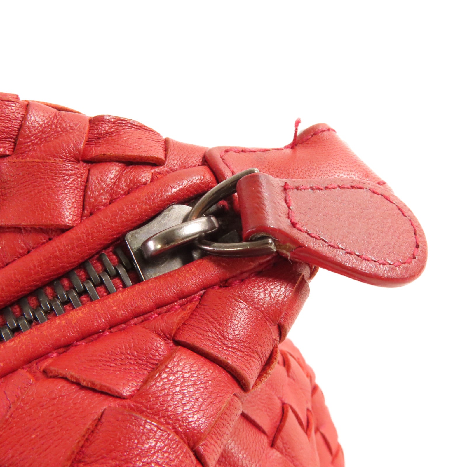 BOTTEGA VENETA 織紋皮革Shoulder Bag肩背袋紅色
