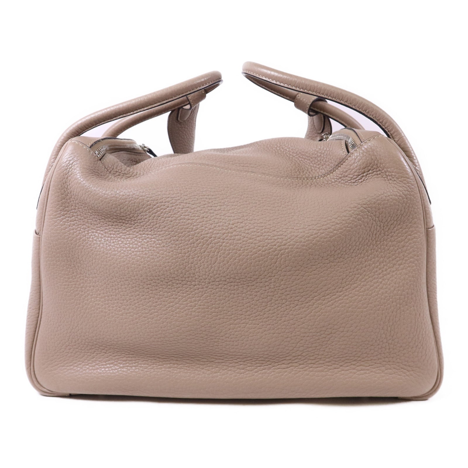 HERMES Clemence皮革Lindy 34銀扣手挽肩背兩用袋Gris Tourterelle