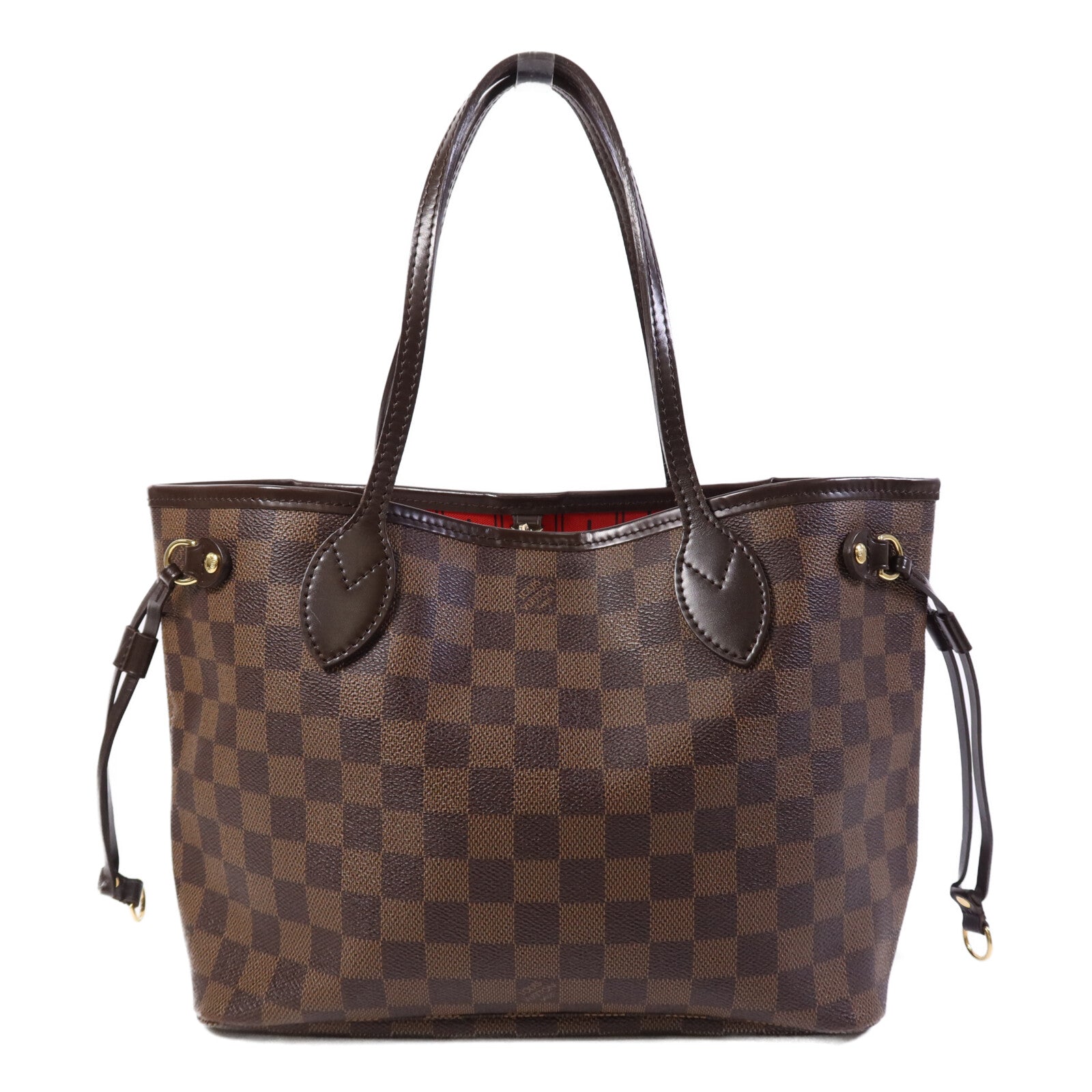 LOUIS VUITTON Damier Neverfull PM金扣手挽袋