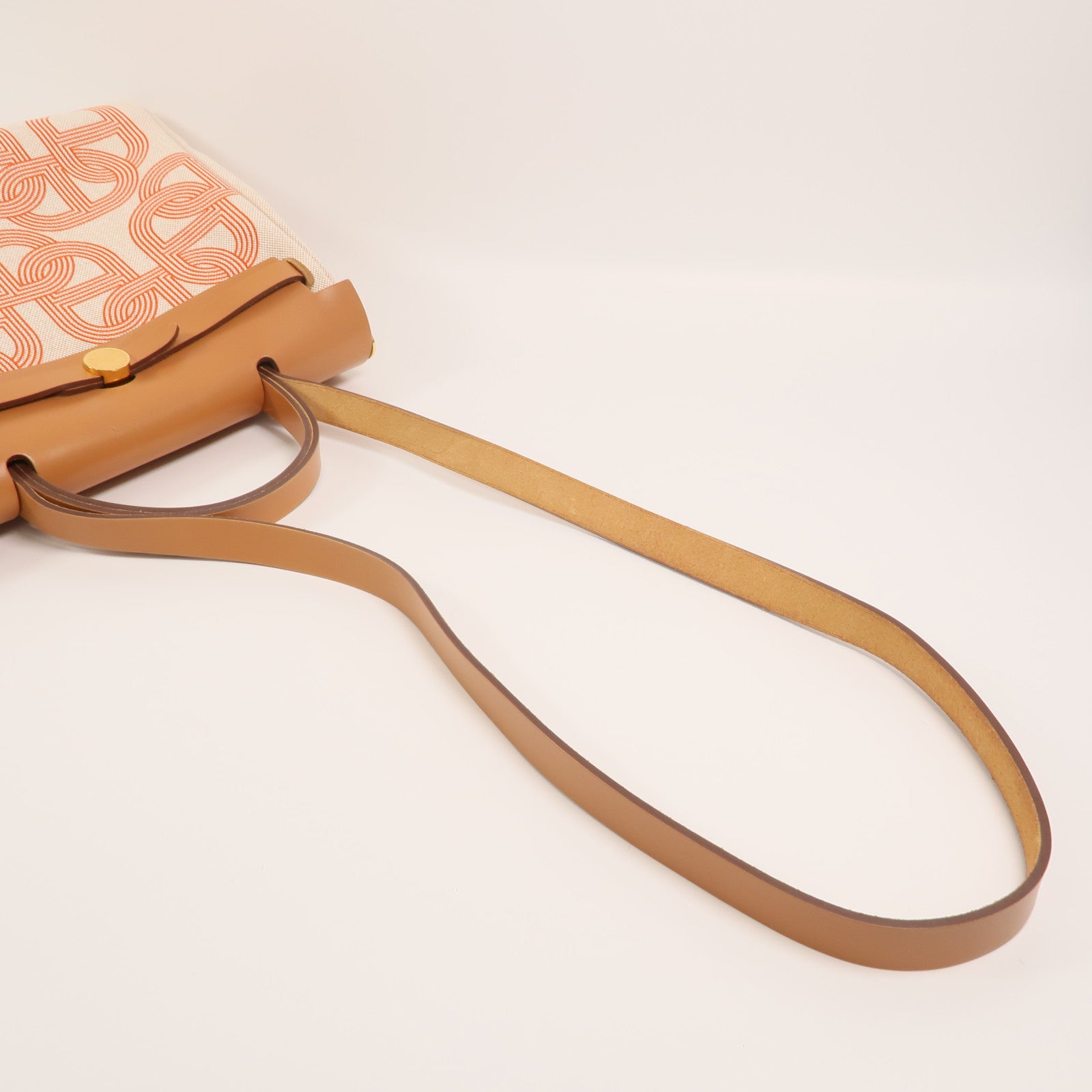 HERMES 帆布Herbag PM手挽肩背兩用袋Orange Mecano/Beige