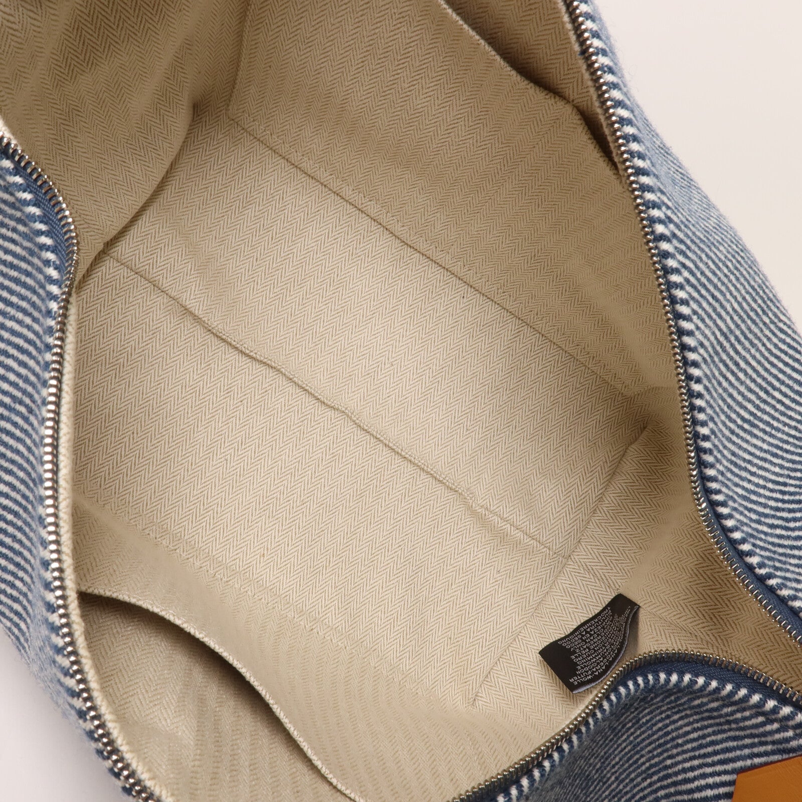 HERMES 羊毛/帆布Bride a Brac GM手挽袋Bleu Abysse