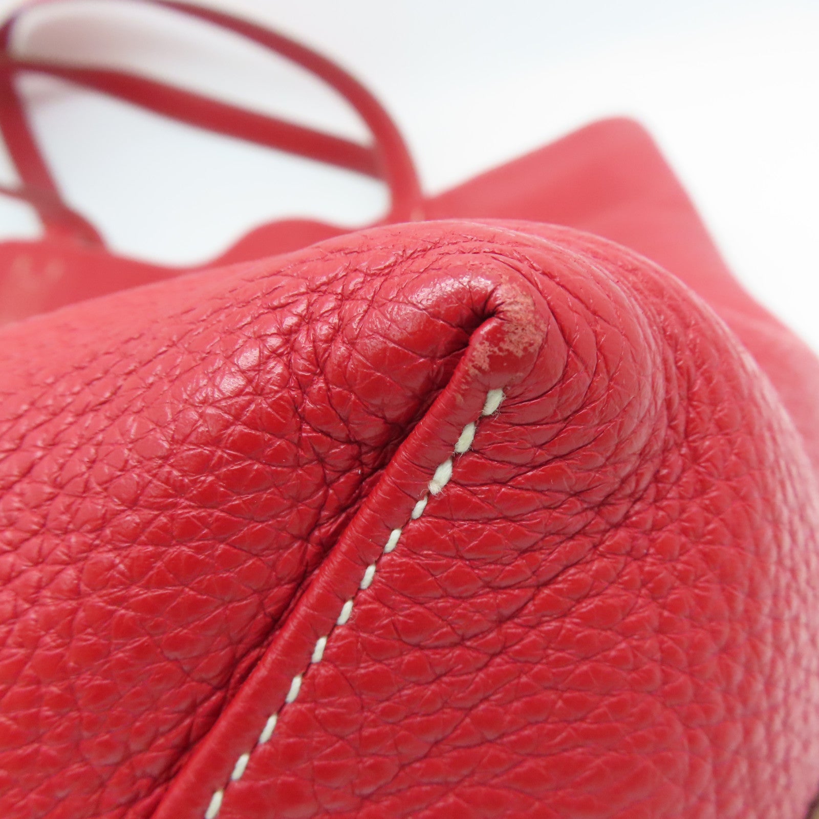HERMES [Sharp Discount] Clemence Leather Double Sens Handle Bag / Shoulder Bag Red