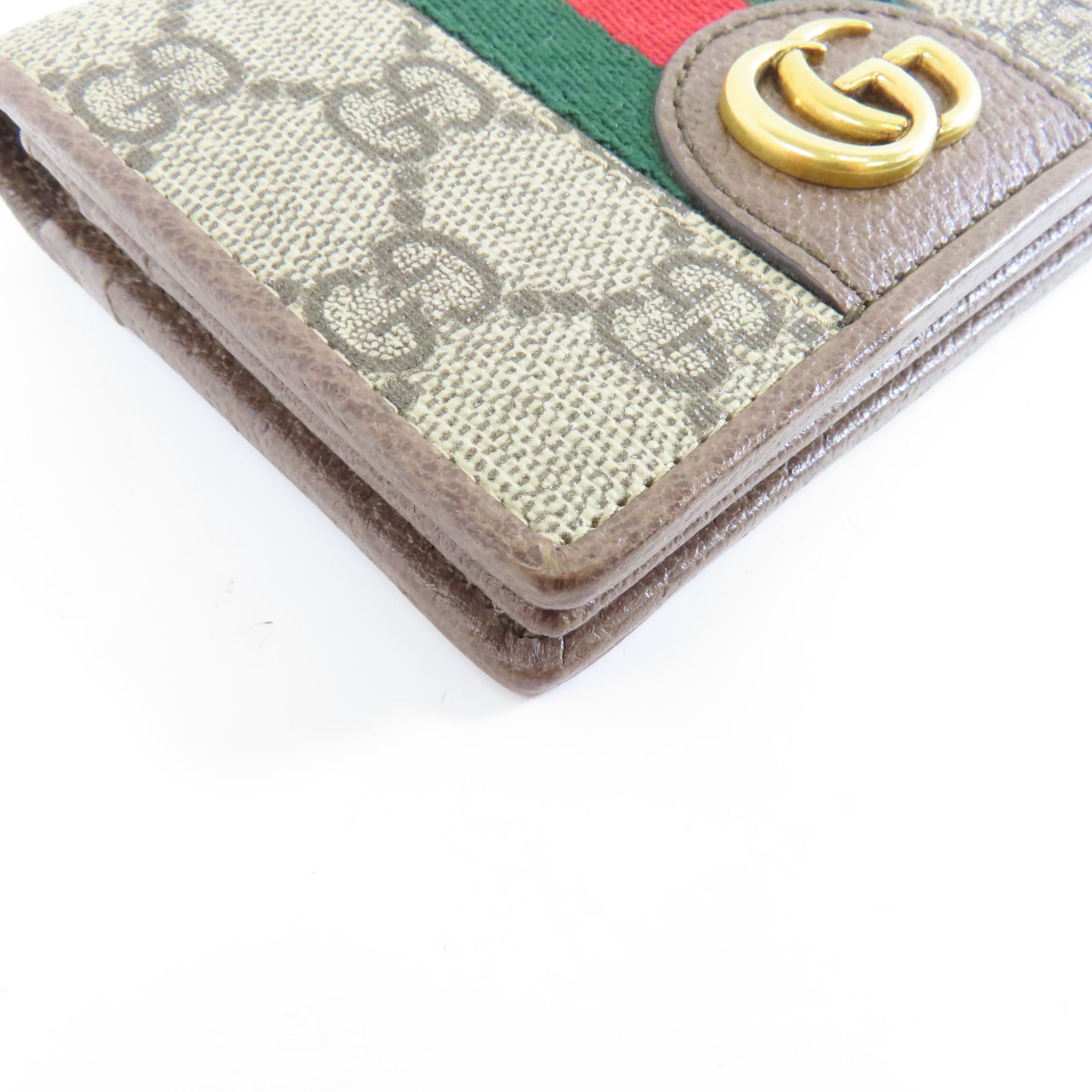 GUCCI 塗層帆布Ophidia Three Little Pigs Bi-fold Wallet金扣錢包啡色