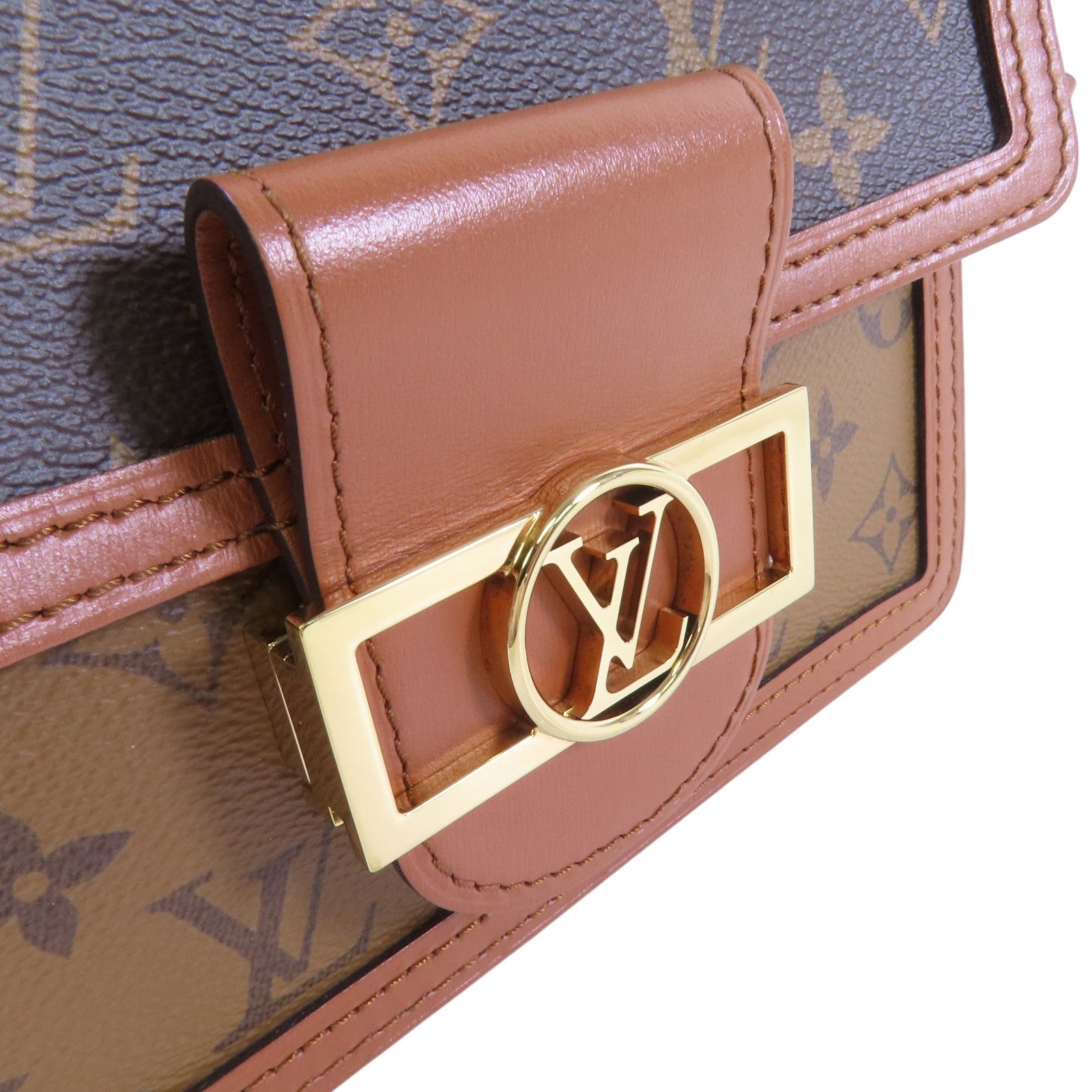 LOUIS VUITTON Monogram Reverse Mini Dauphine金扣肩背袋