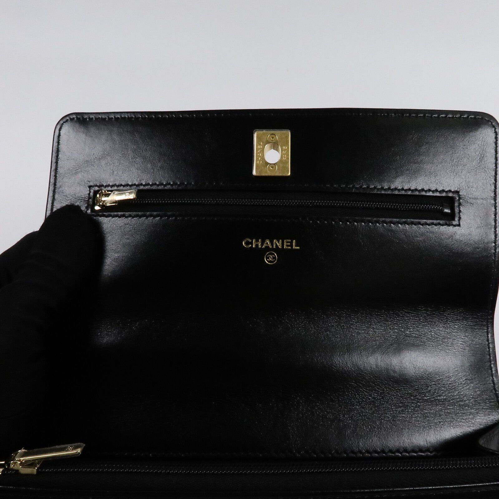CHANEL 羊皮皮革Wallet On Chain With Handle鏈帶手挽肩背兩用袋