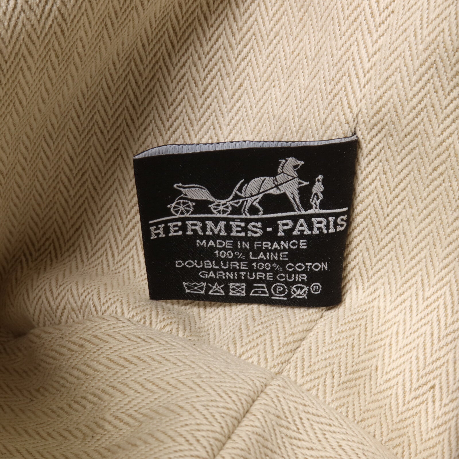HERMES 羊毛/帆布Bride a Brac GM手挽袋Bleu Abysse