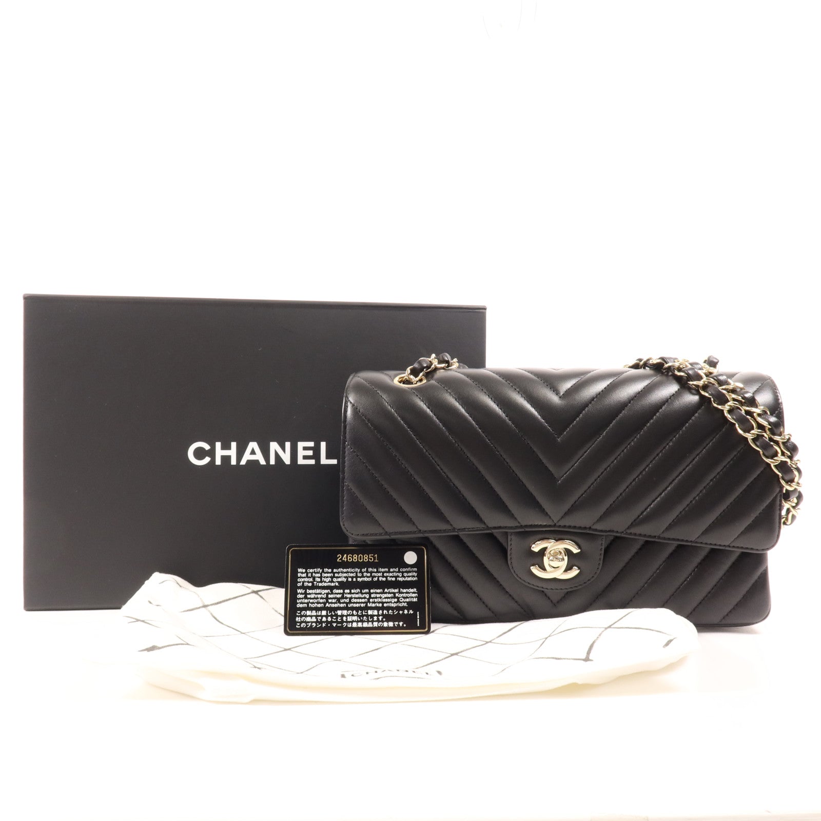 CHANEL 羊皮皮革Classic 25金扣鏈帶肩背袋