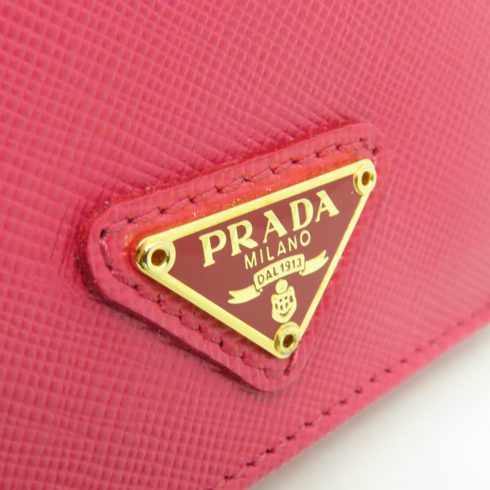 PRADA 牛皮皮革Card Case金扣卡片套粉紅色