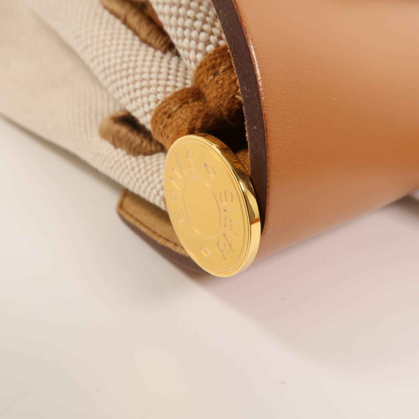 HERMES 帆布Herbag PM手挽肩背兩用袋Orange Mecano/Beige