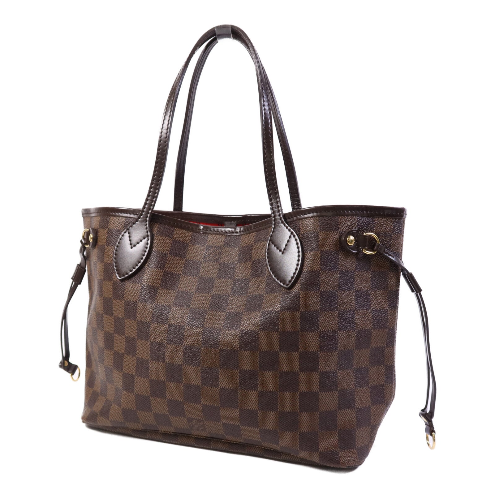 LOUIS VUITTON Damier Neverfull PM金扣手挽袋