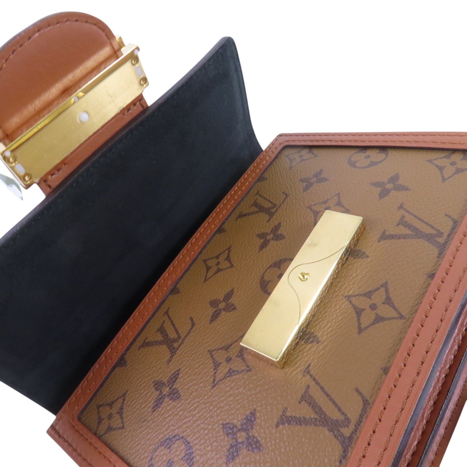 LOUIS VUITTON Monogram Reverse Mini Dauphine金扣肩背袋