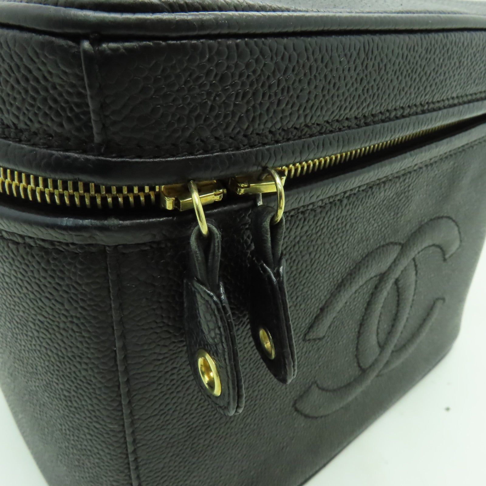 CHANEL 【清倉大減價】Caviar皮革Vanity 2way Shoulder Bag金扣手挽肩背兩用袋黒色