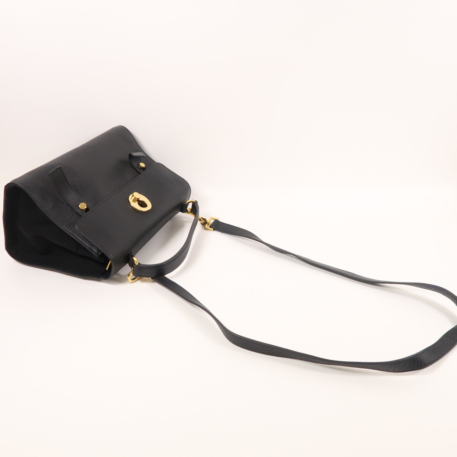YVES SAINT LAURENT 牛皮皮革/帆布2 Way Shoulder金扣手挽肩背兩用袋