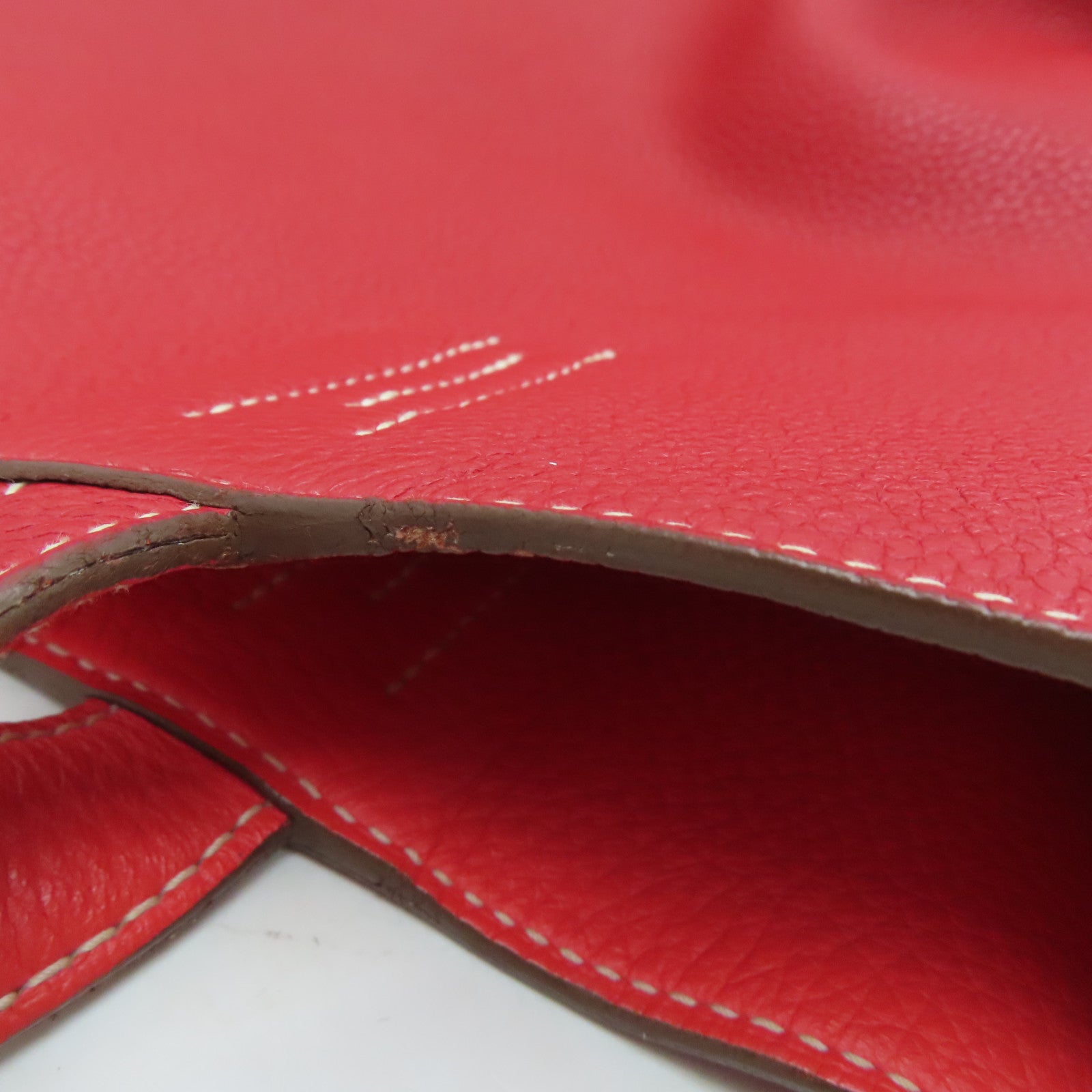 HERMES [Sharp Discount] Clemence Leather Double Sens Handle Bag / Shoulder Bag Red