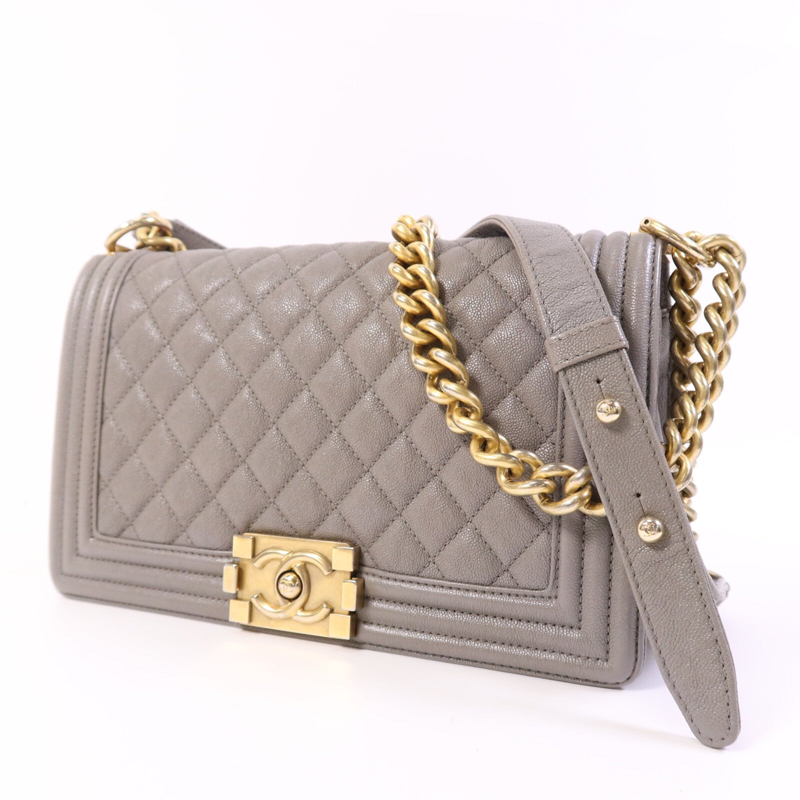 CHANEL 【激減優惠】牛皮皮革Boy 25金扣鏈帶肩背袋