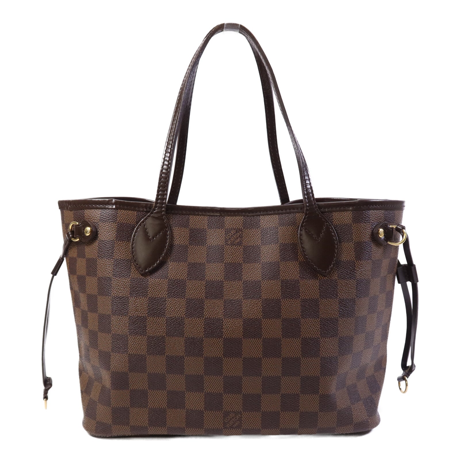 LOUIS VUITTON Damier Neverfull PM金扣手挽袋