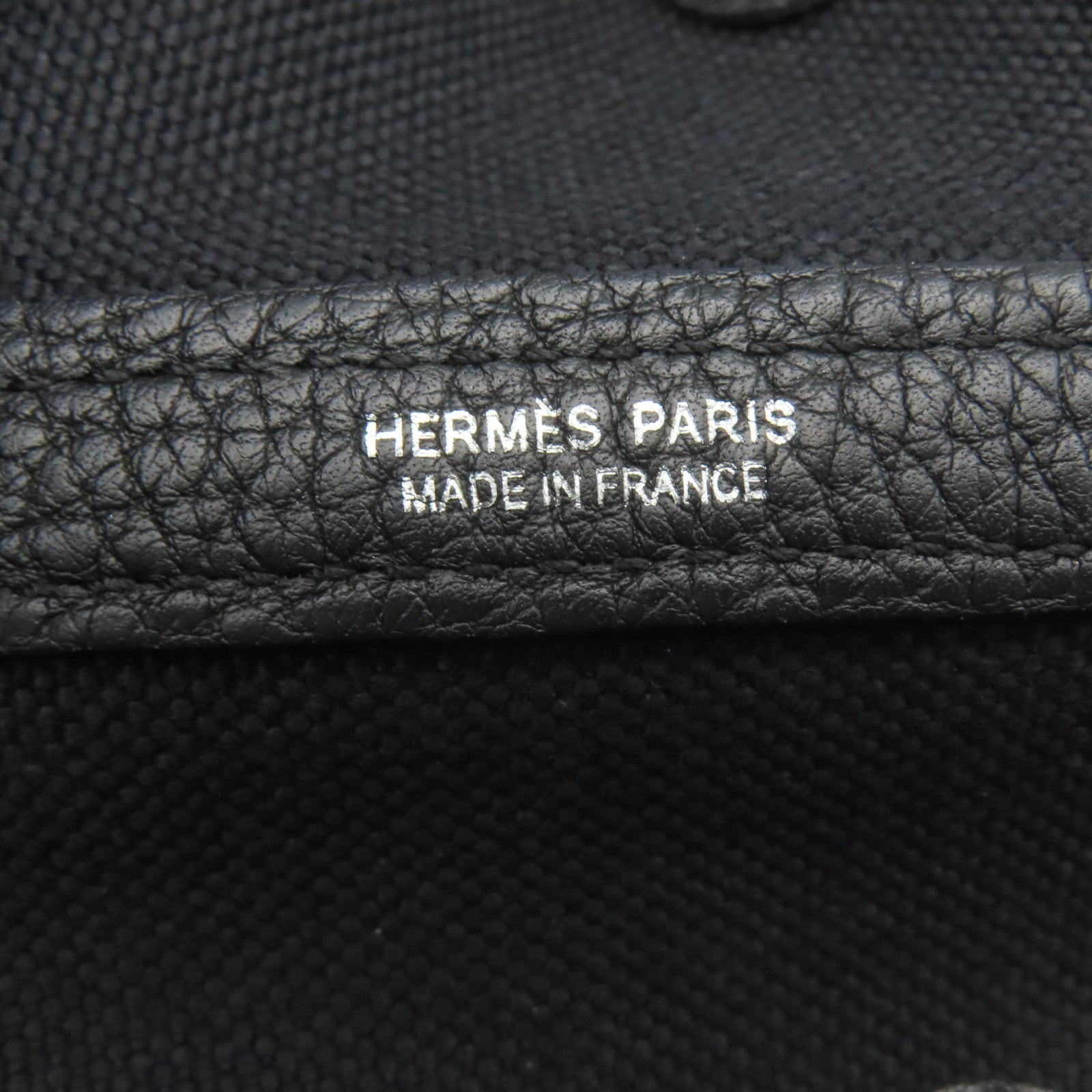 HERMES 【激減優惠】帆布GardenParty PM銀扣手挽袋黑色