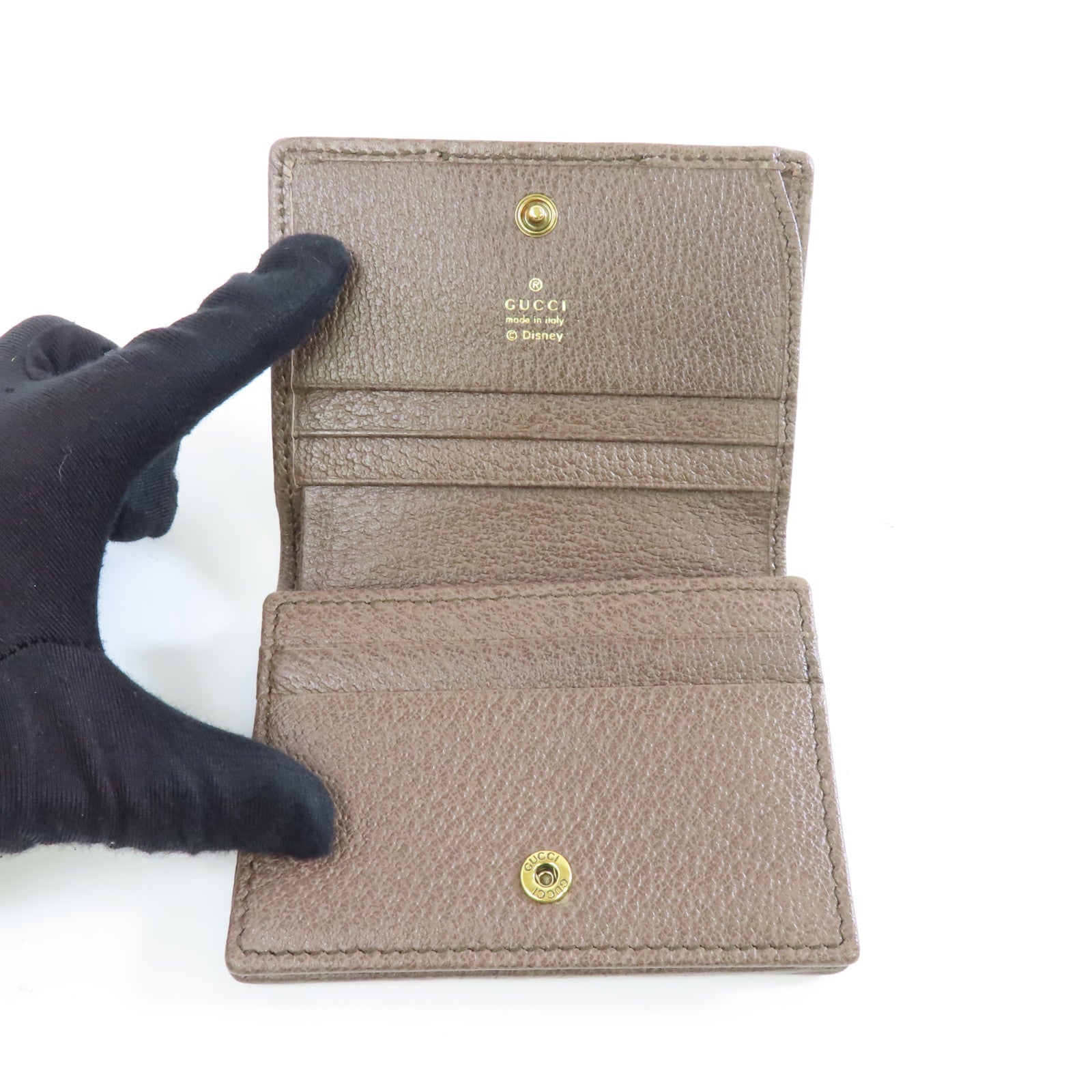 GUCCI 塗層帆布Ophidia Three Little Pigs Bi-fold Wallet金扣錢包啡色