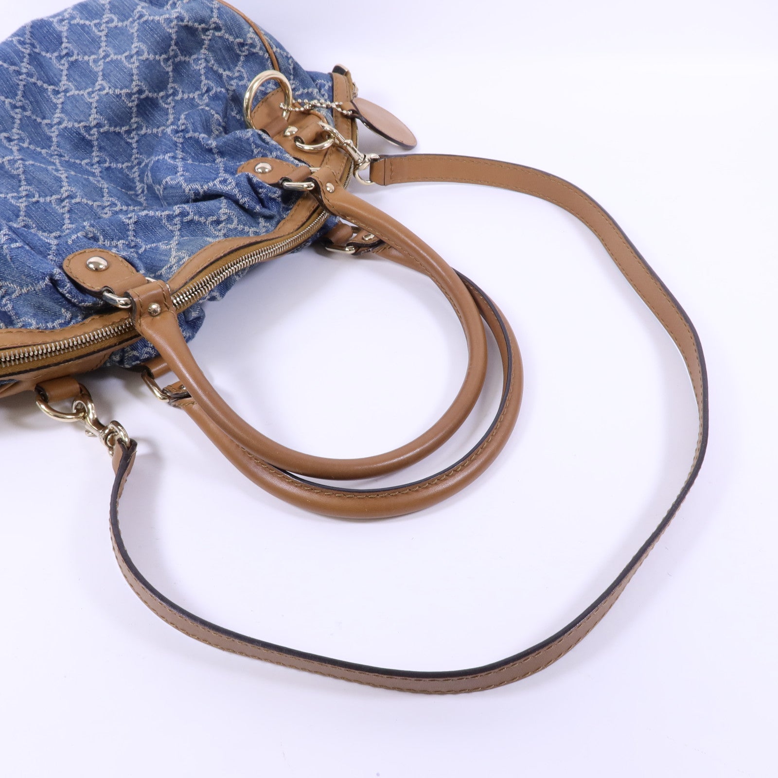 GUCCI 牛仔布Sukey金扣手挽肩背兩用袋