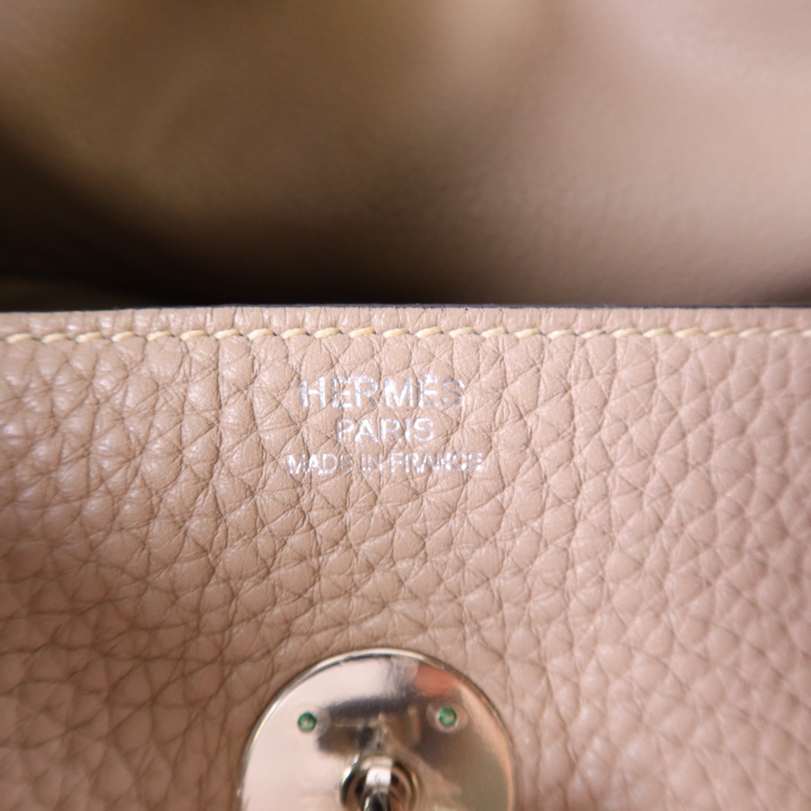 HERMES Clemence皮革Lindy 34銀扣手挽肩背兩用袋Gris Tourterelle