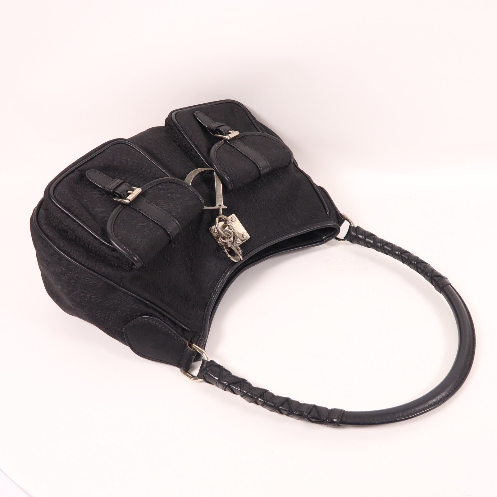 Dior 尼龍Shoulder Bag銀扣肩背袋黑色