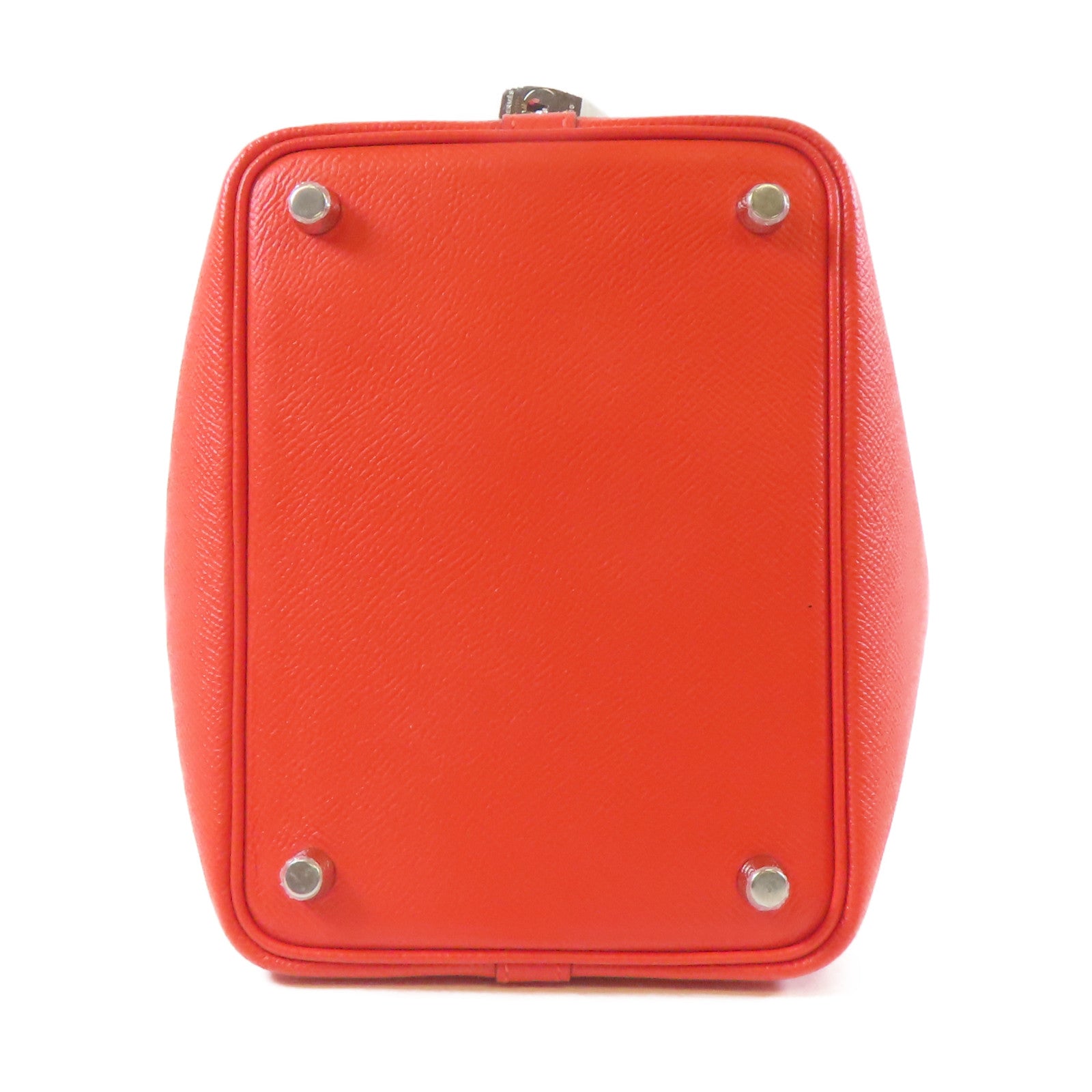 HERMES Epsom皮革Picotin PM Bucket Tote Bag銀扣手挽袋紅色