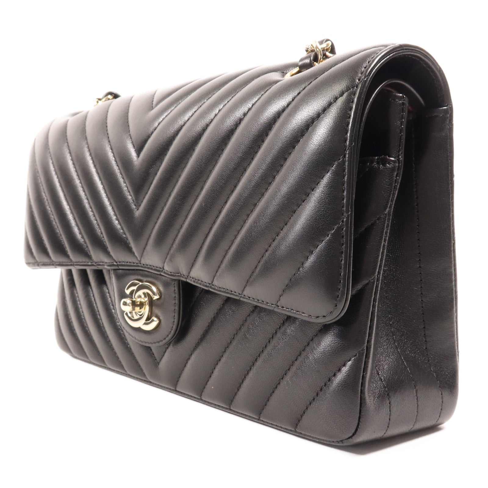 CHANEL 羊皮皮革Classic 25金扣鏈帶肩背袋