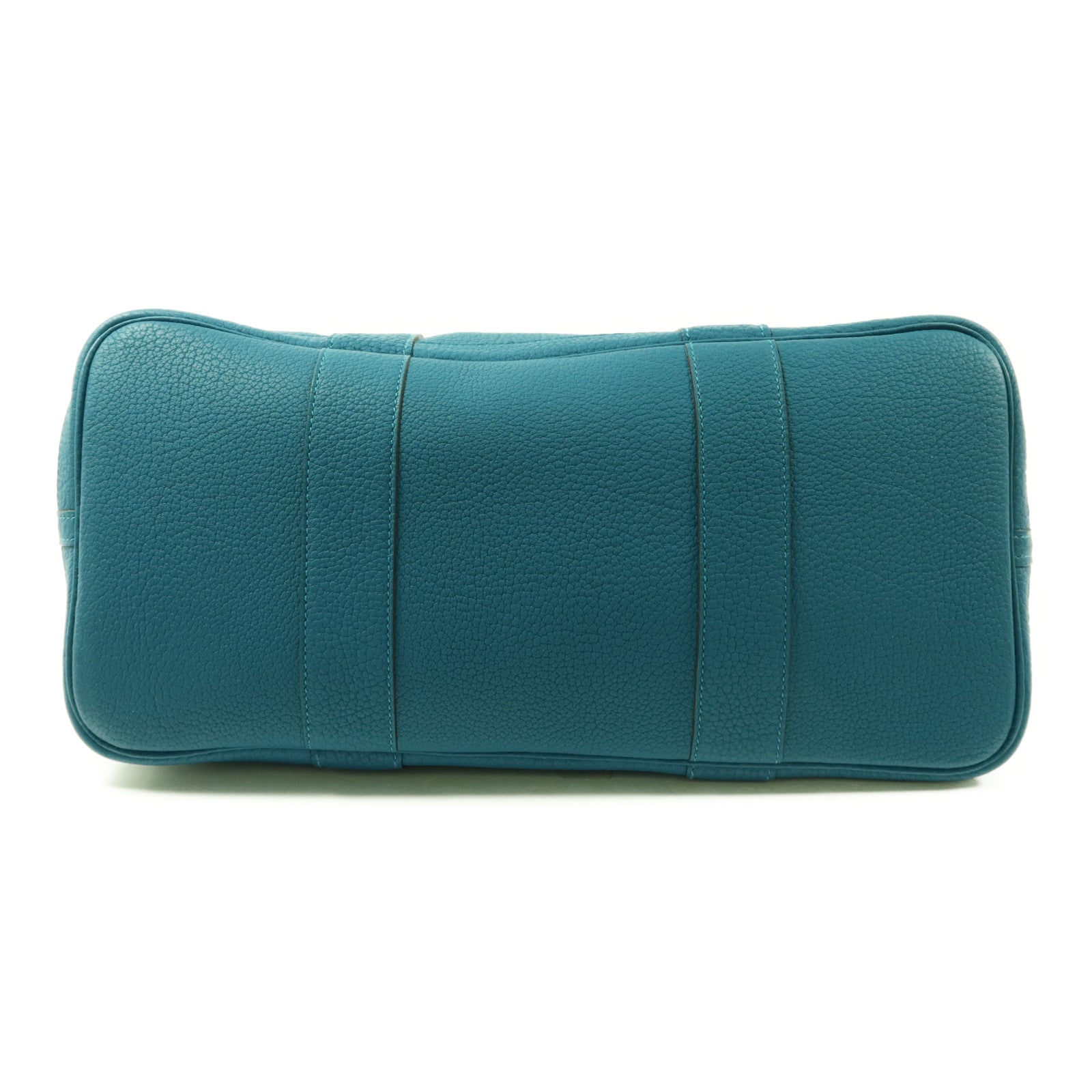HERMES Negonda皮革Garden Party PM銀扣手挽袋Bleu Izmir
